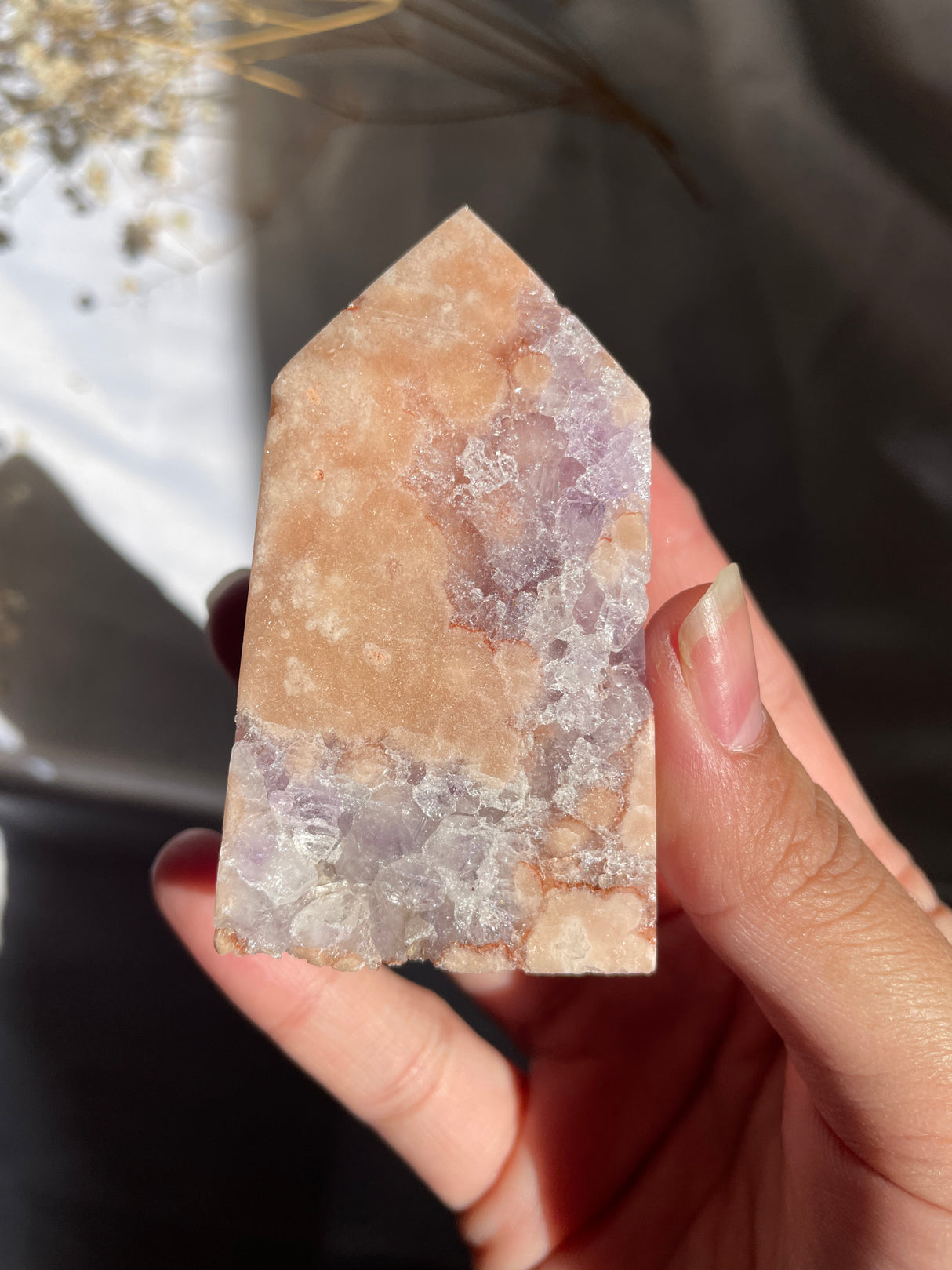 Flower Agate x Pink Amethyst Tower