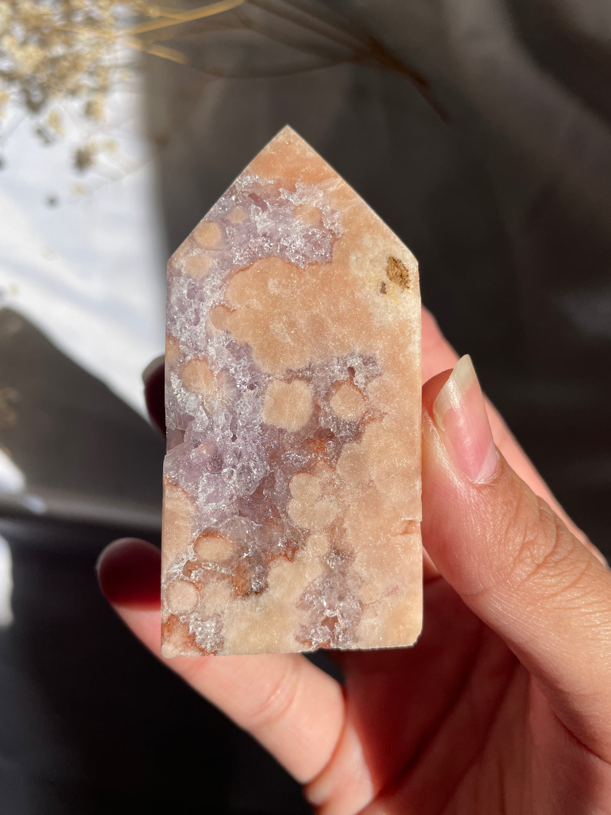 Flower Agate x Pink Amethyst Tower