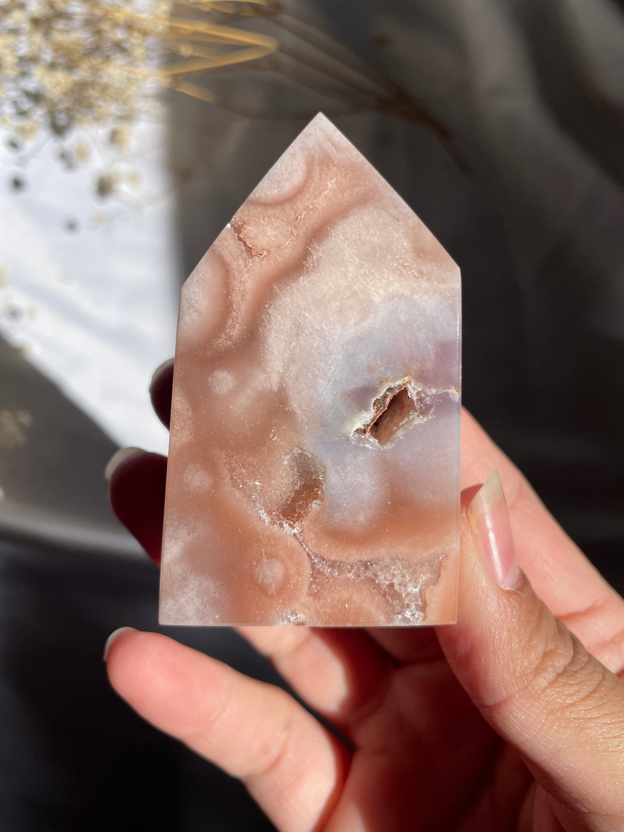 Flower Agate x Pink Amethyst Tower