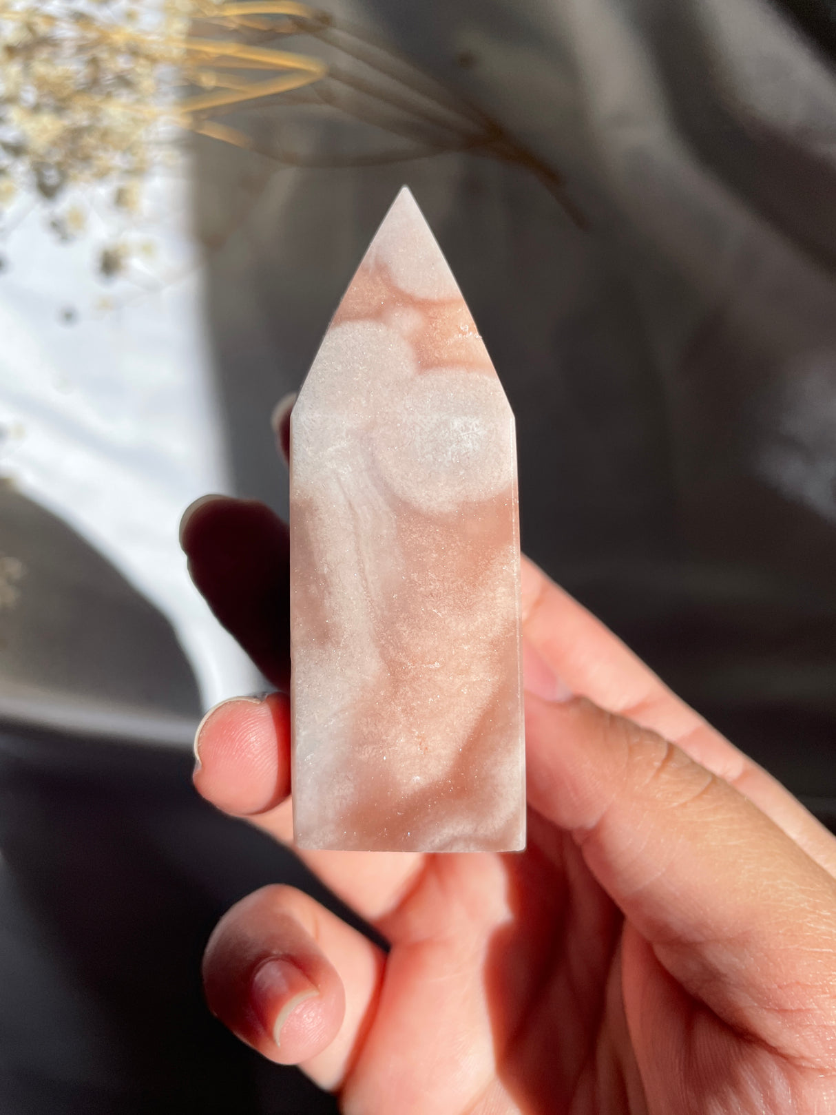 Flower Agate x Pink Amethyst Tower