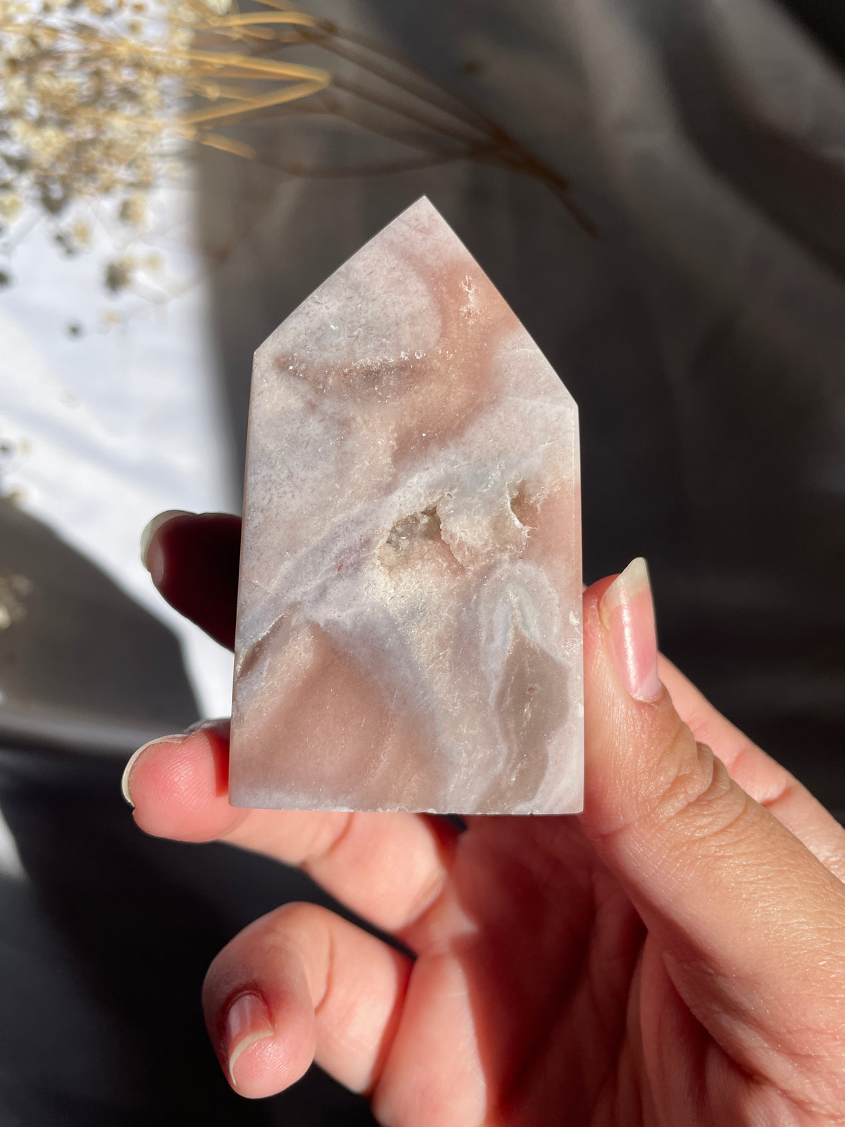 Flower Agate x Pink Amethyst Tower