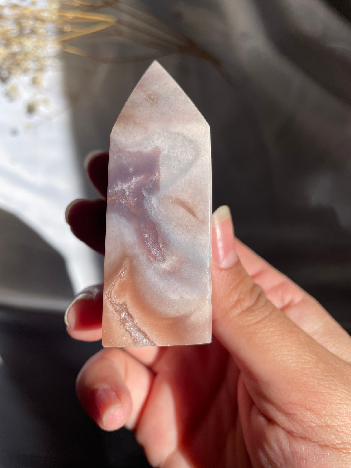 Flower Agate x Pink Amethyst Tower