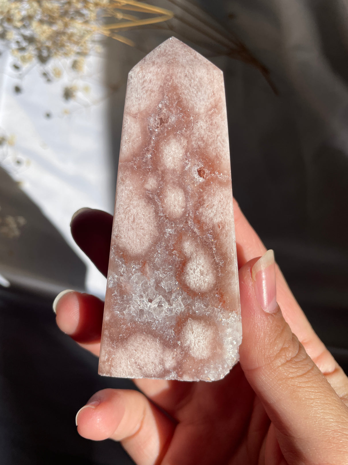 Flower Agate x Pink Amethyst Tower