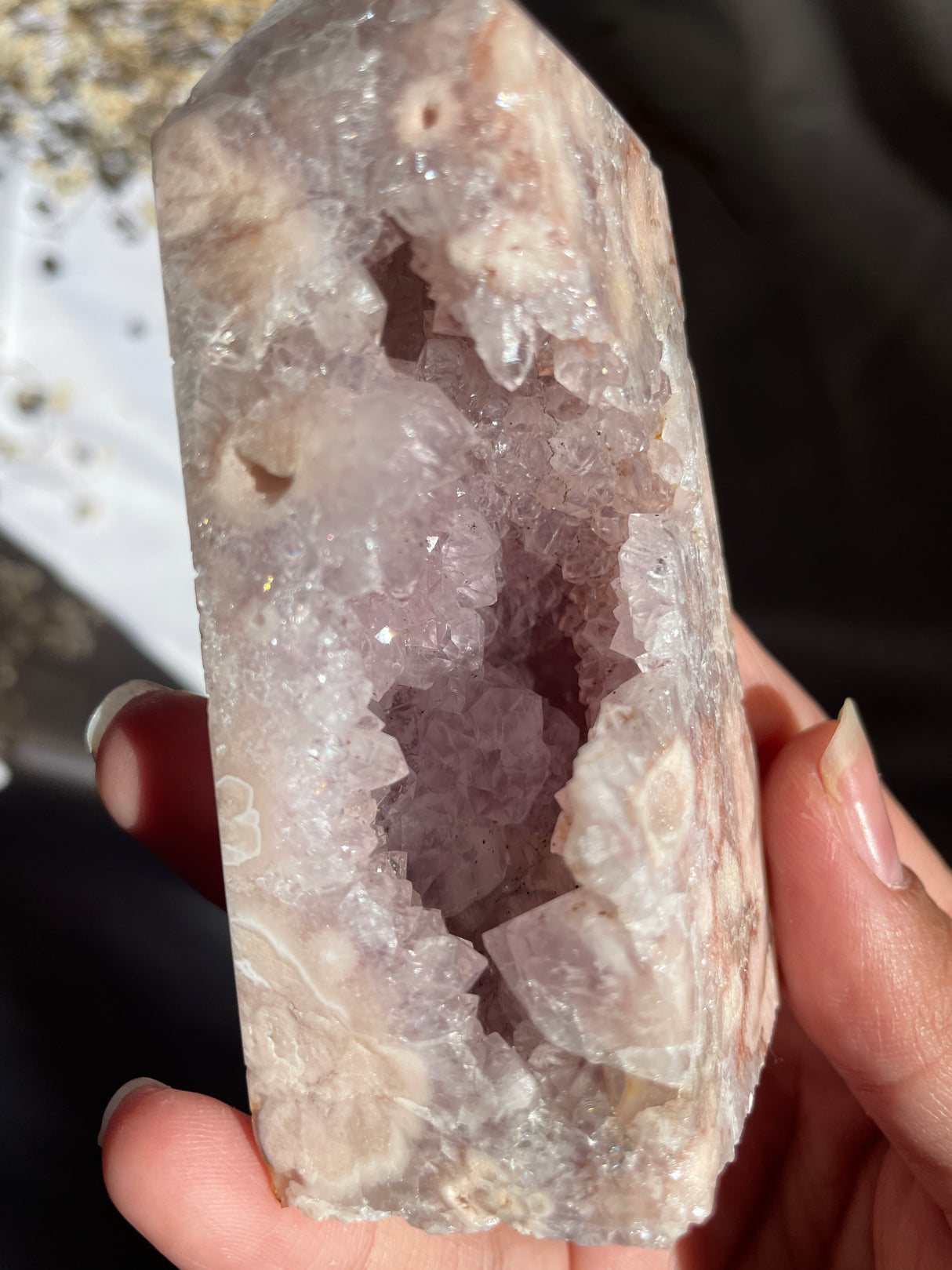 Druzy Flower Agate x Amethyst Tower