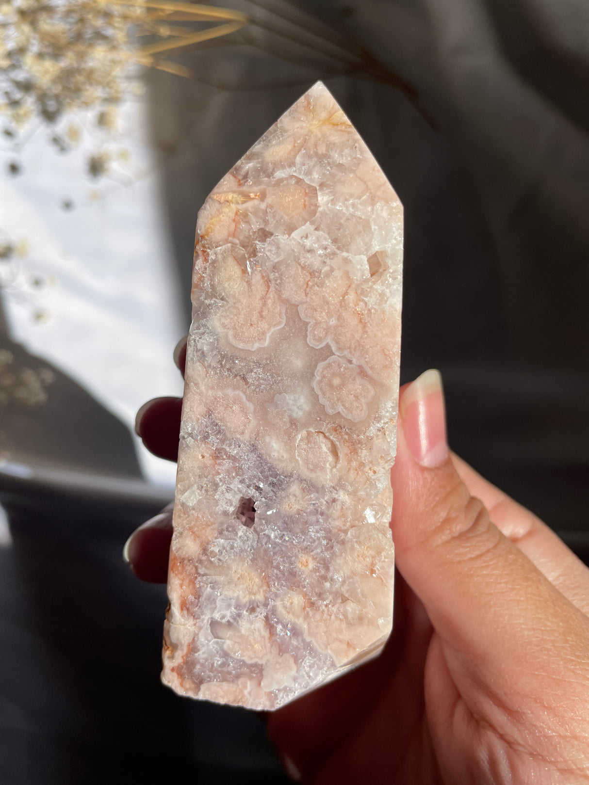 Druzy Flower Agate x Amethyst Tower