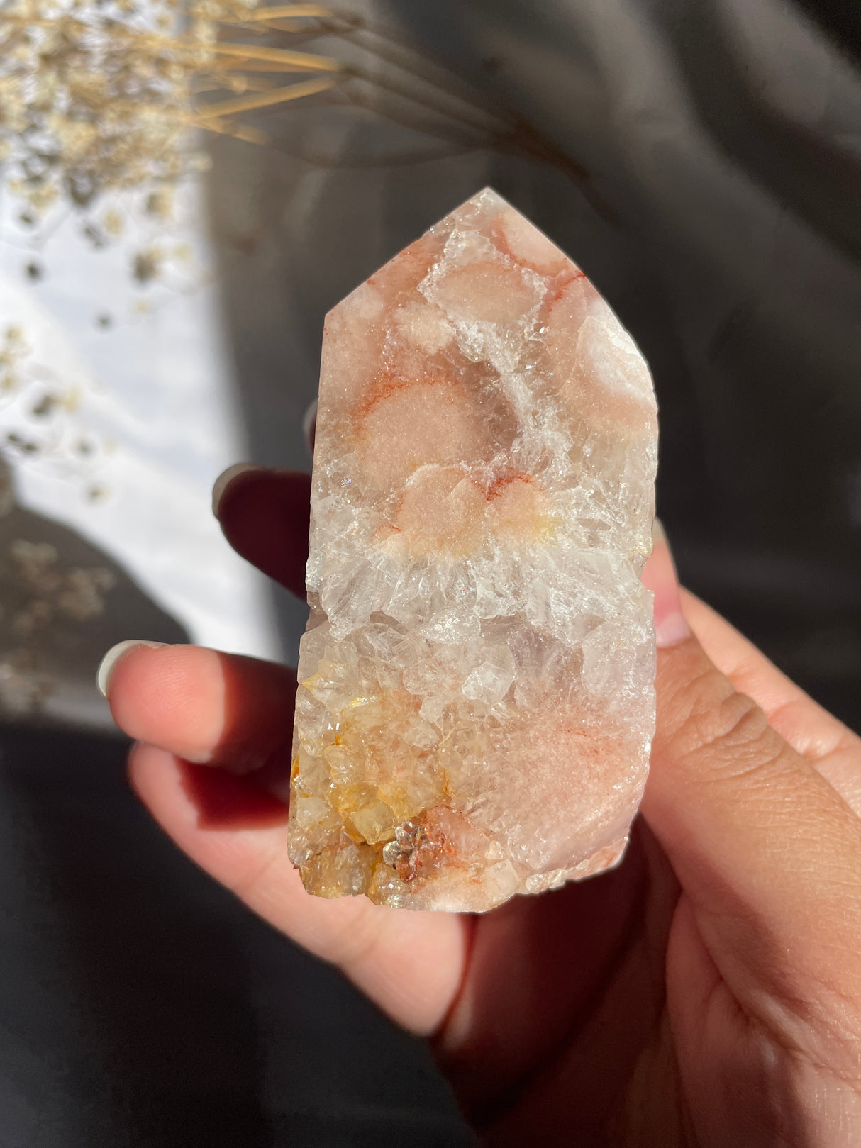 Flower Agate x Pink Amethyst Tower