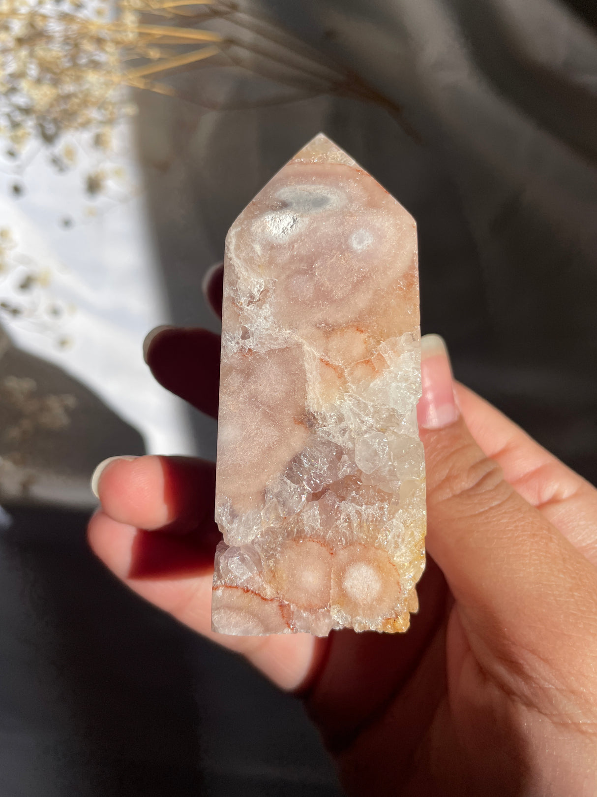 Flower Agate x Pink Amethyst Tower