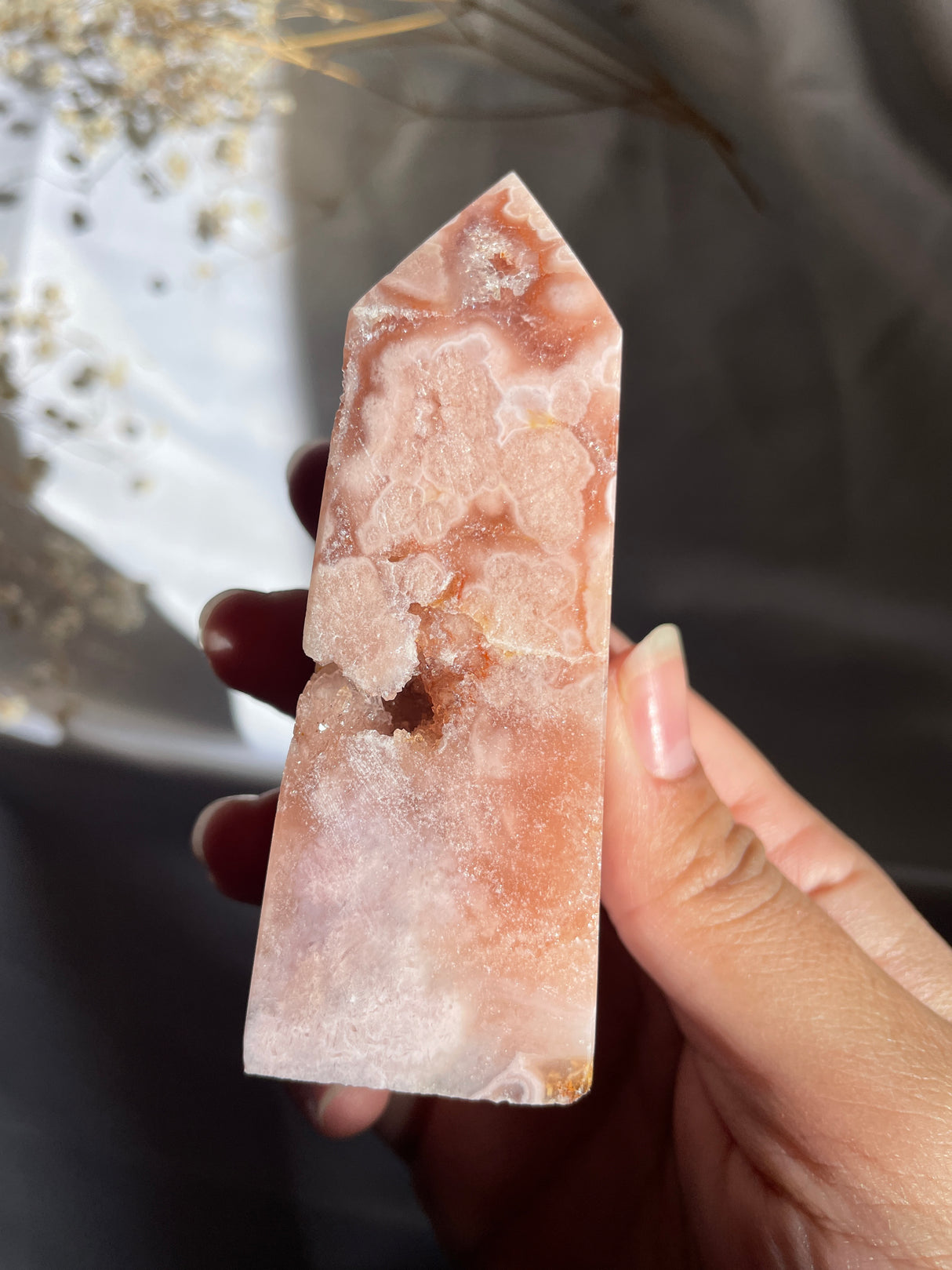 Flower Agate x Pink Amethyst Tower