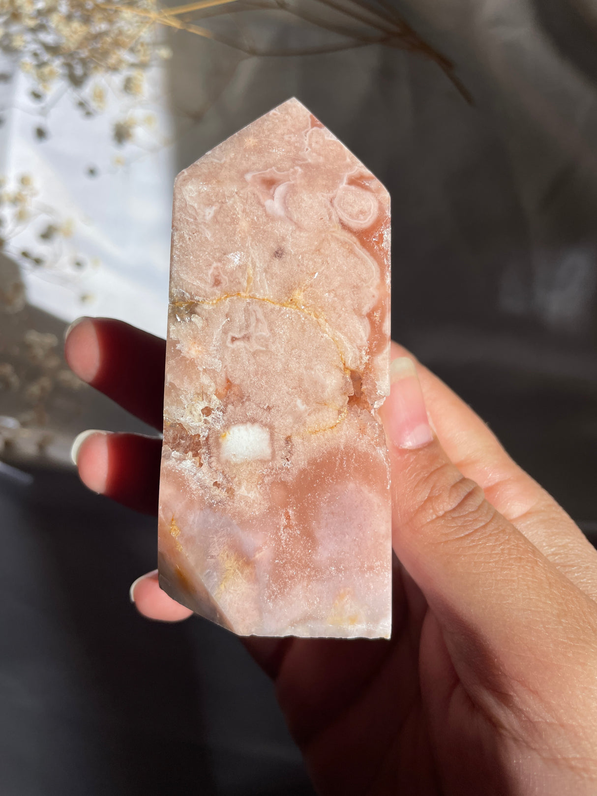 Flower Agate x Pink Amethyst Tower