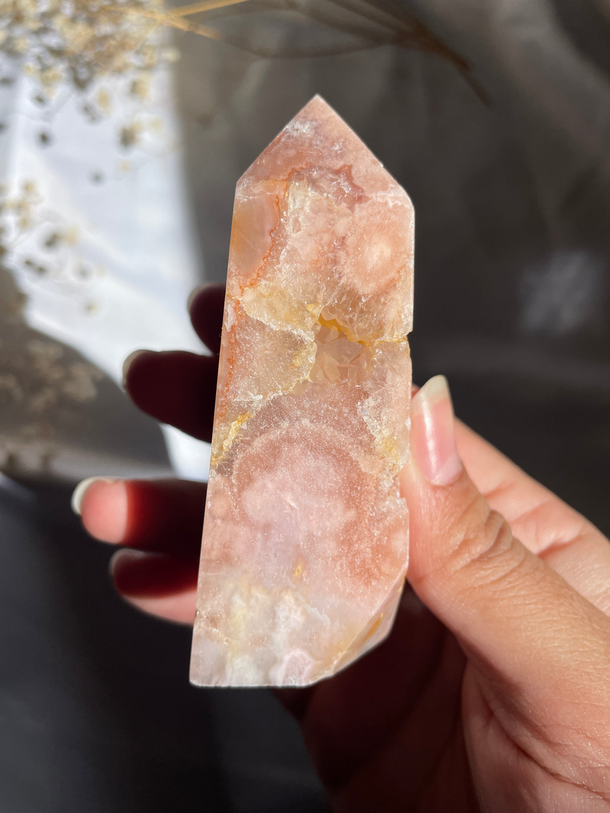 Flower Agate x Pink Amethyst Tower