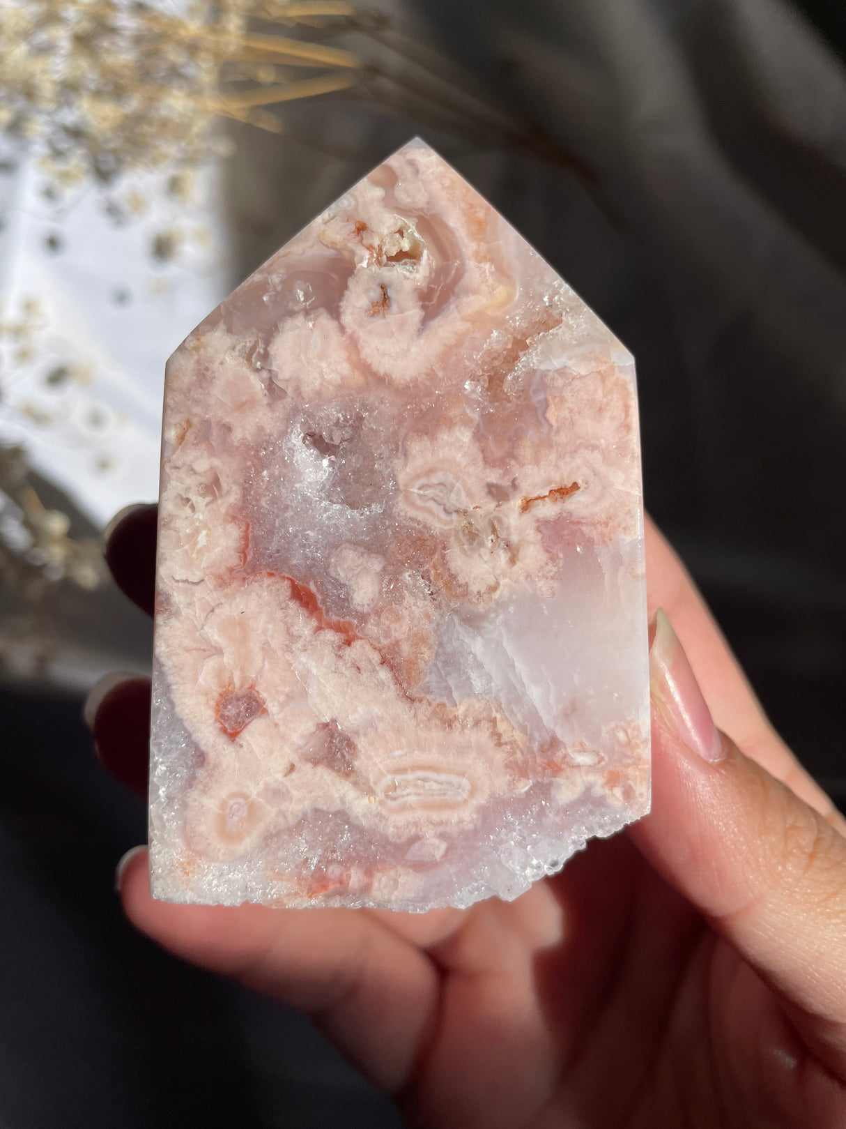 Flower Agate x Pink Amethyst Tower