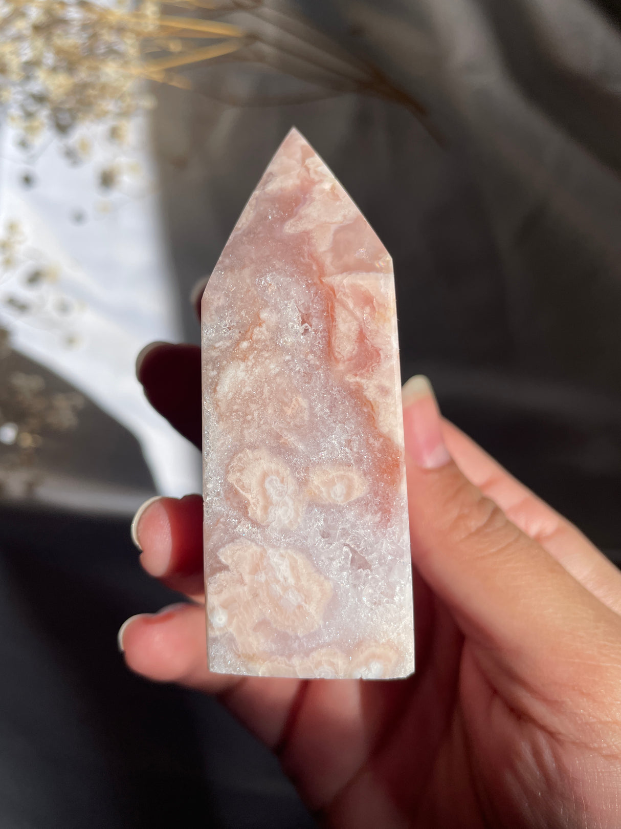 Flower Agate x Pink Amethyst Tower