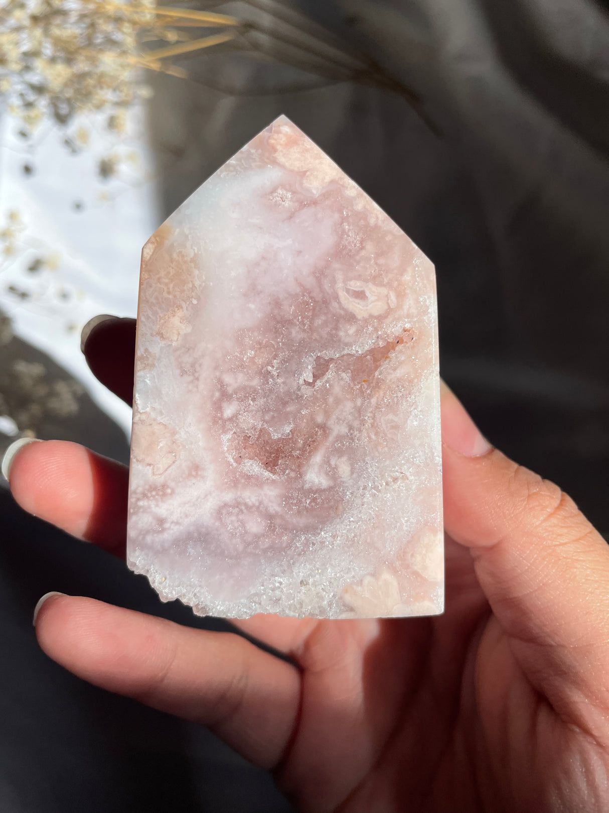 Flower Agate x Pink Amethyst Tower