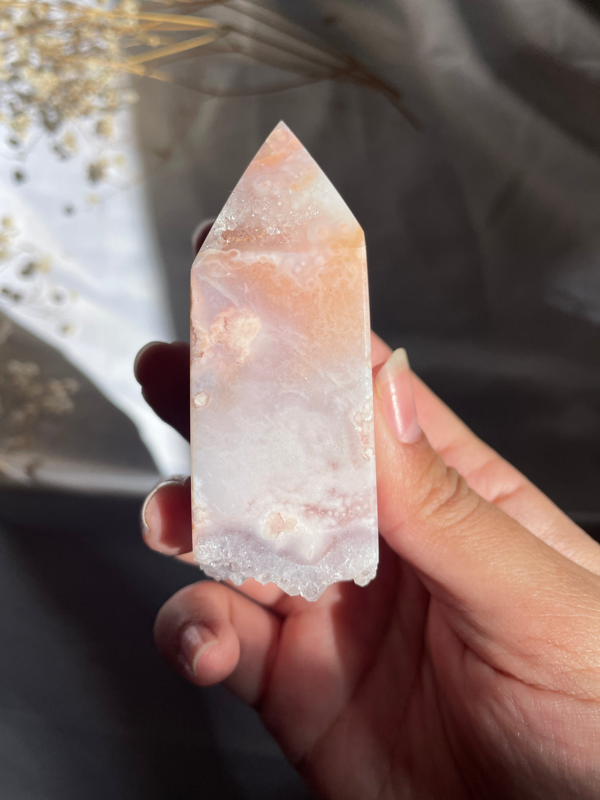 Flower Agate x Pink Amethyst Tower