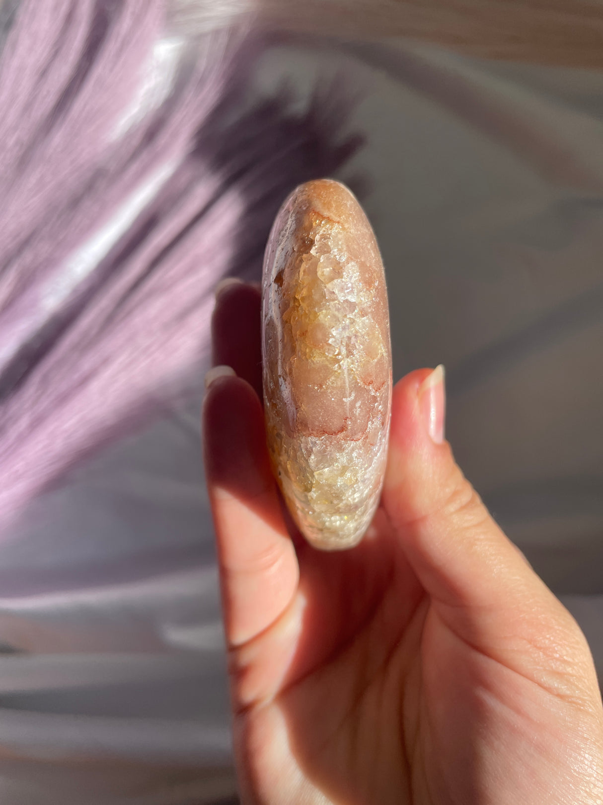 Pink Amethyst Heart with Quartz Veins