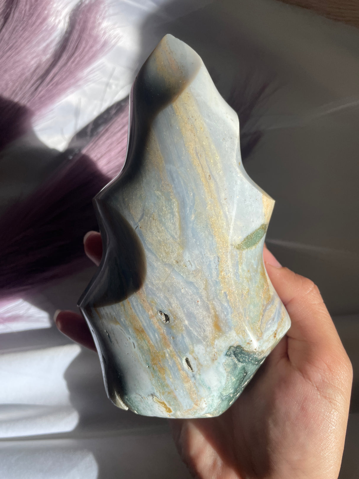 Pastel Blue Sea Jasper Flame