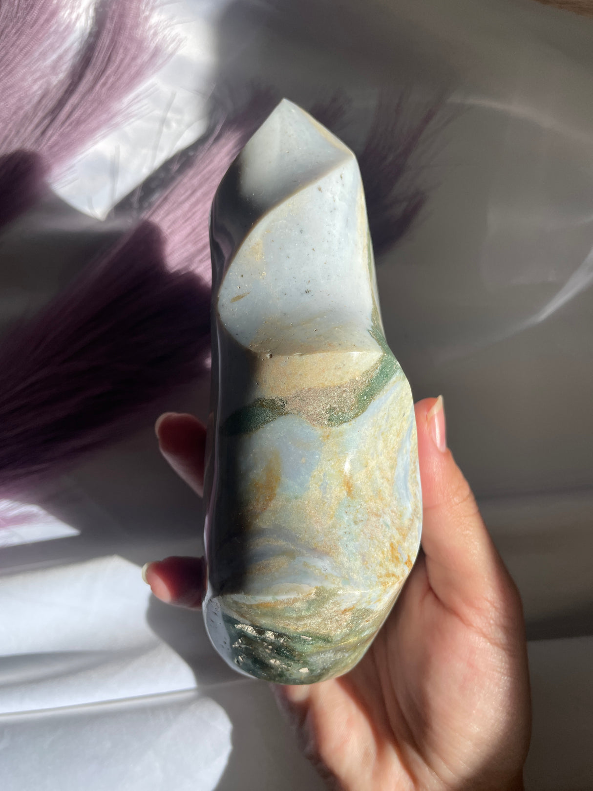 Pastel Blue Sea Jasper Flame