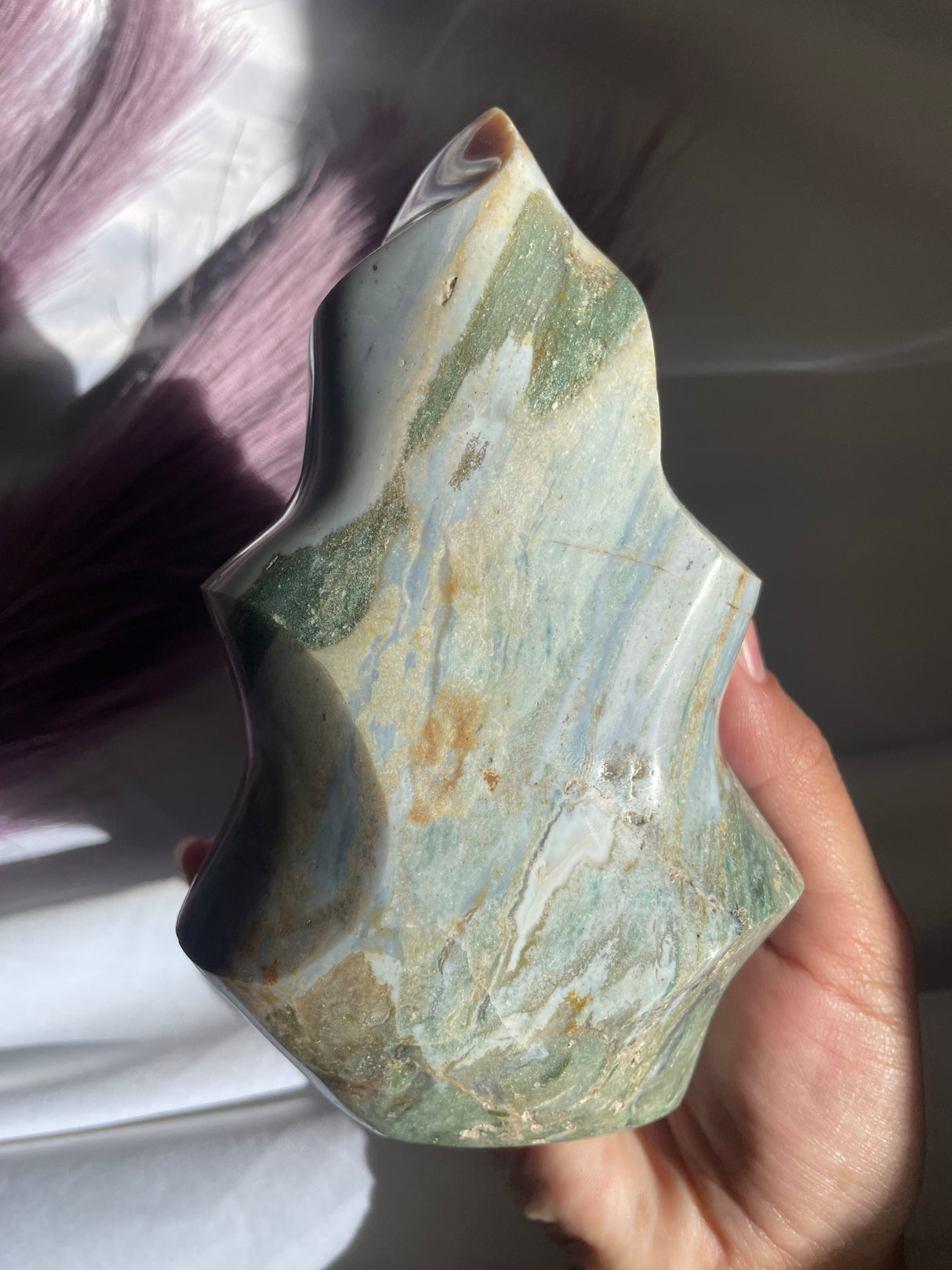Pastel Blue Sea Jasper Flame