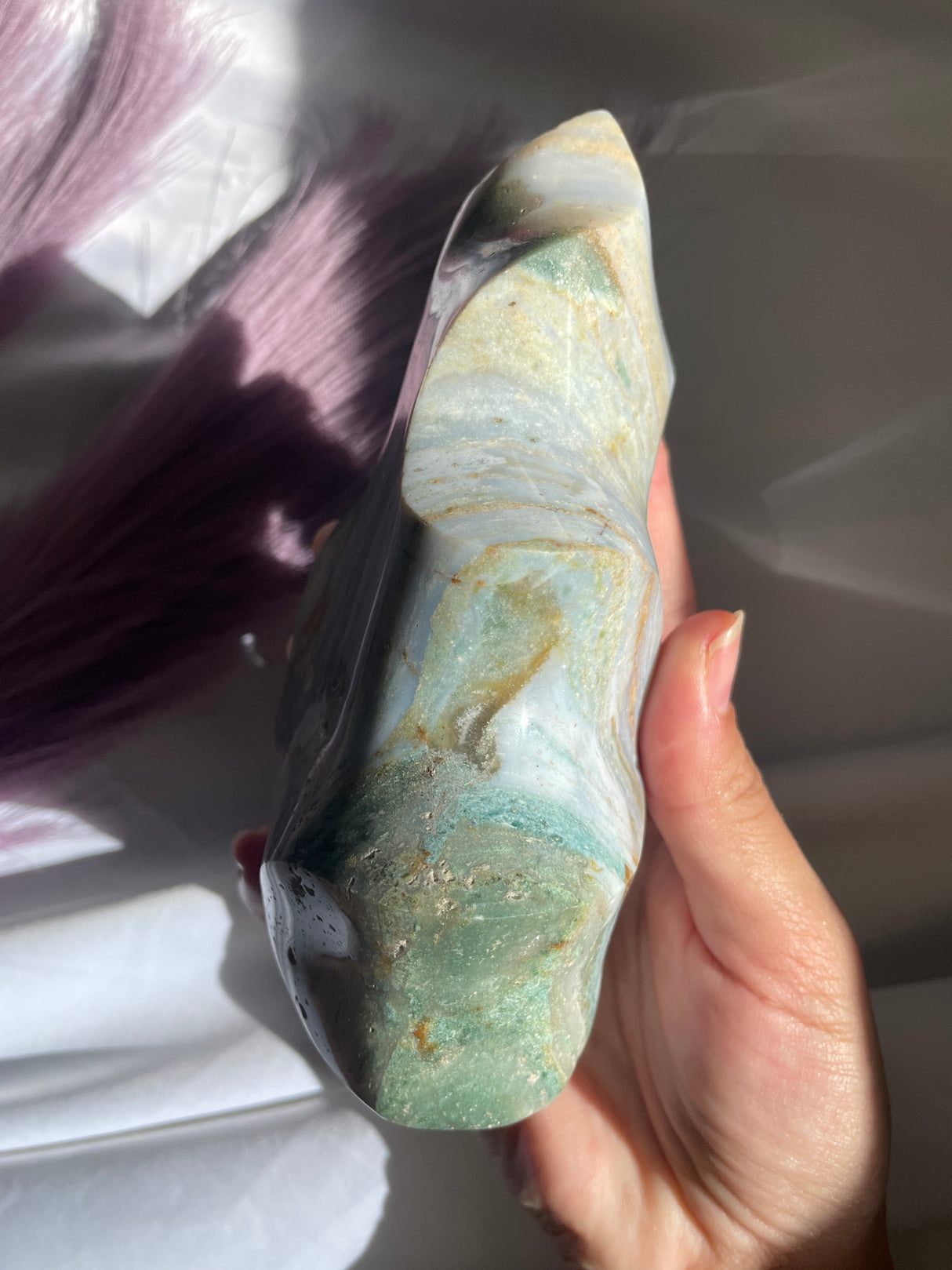 Pastel Blue Sea Jasper Flame