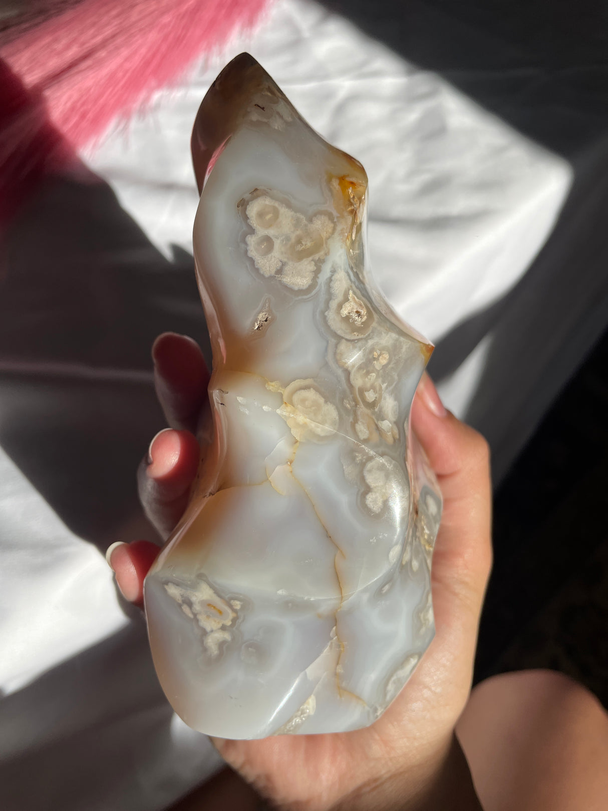 Pastel Blue Flower Agate Flame