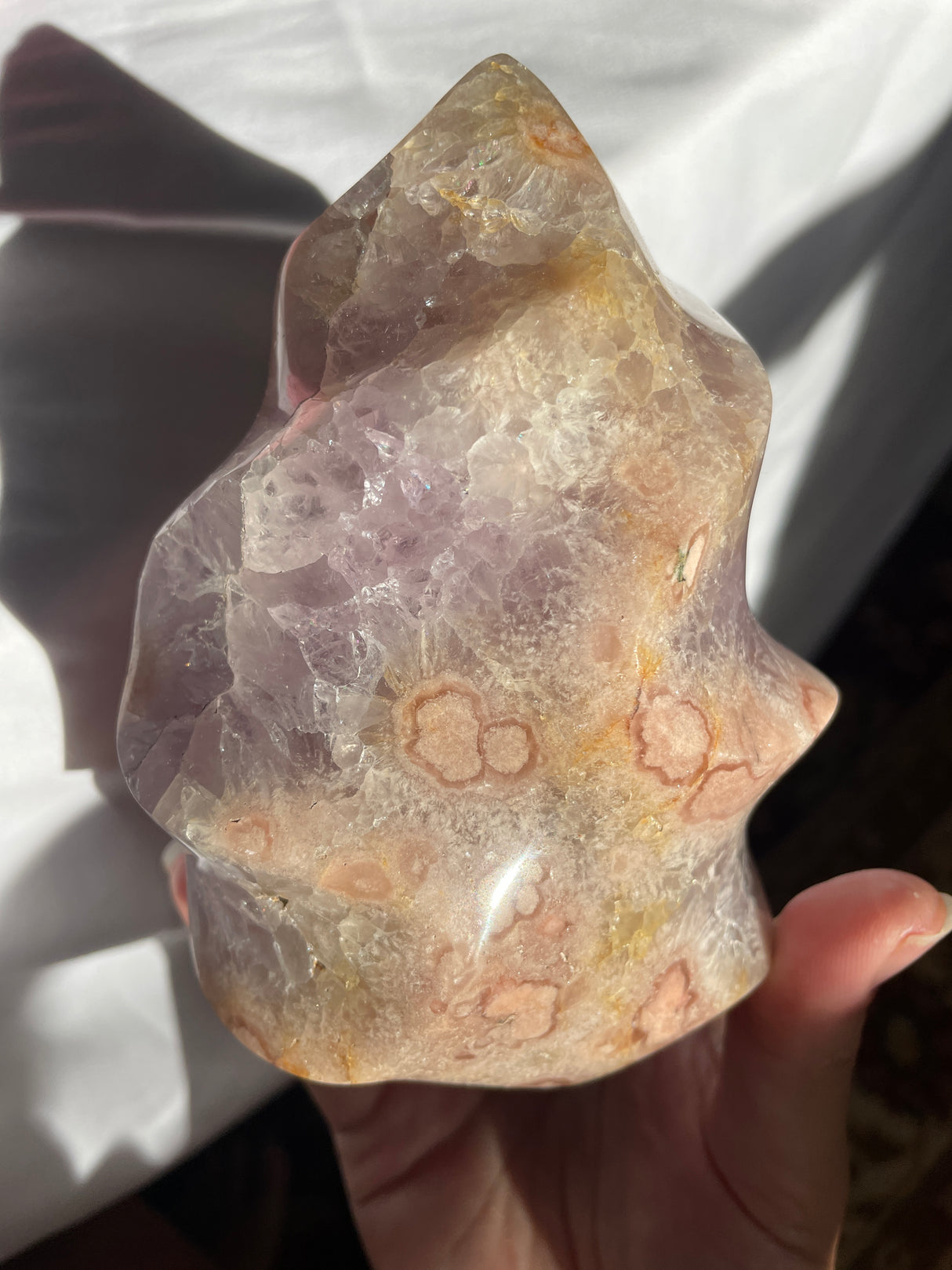 Chunky Flower Agate Flame with Amethyst