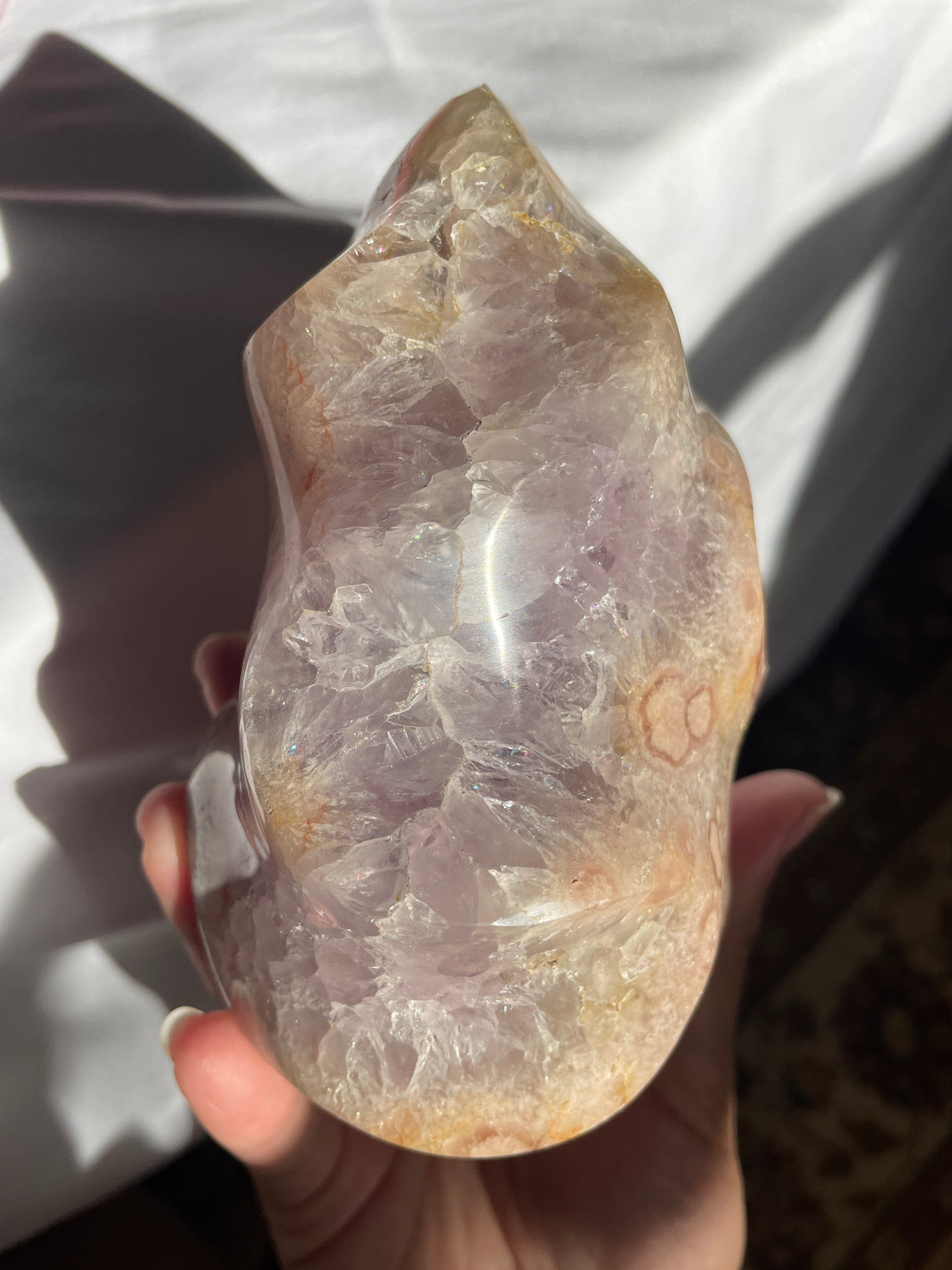 Chunky Flower Agate Flame with Amethyst