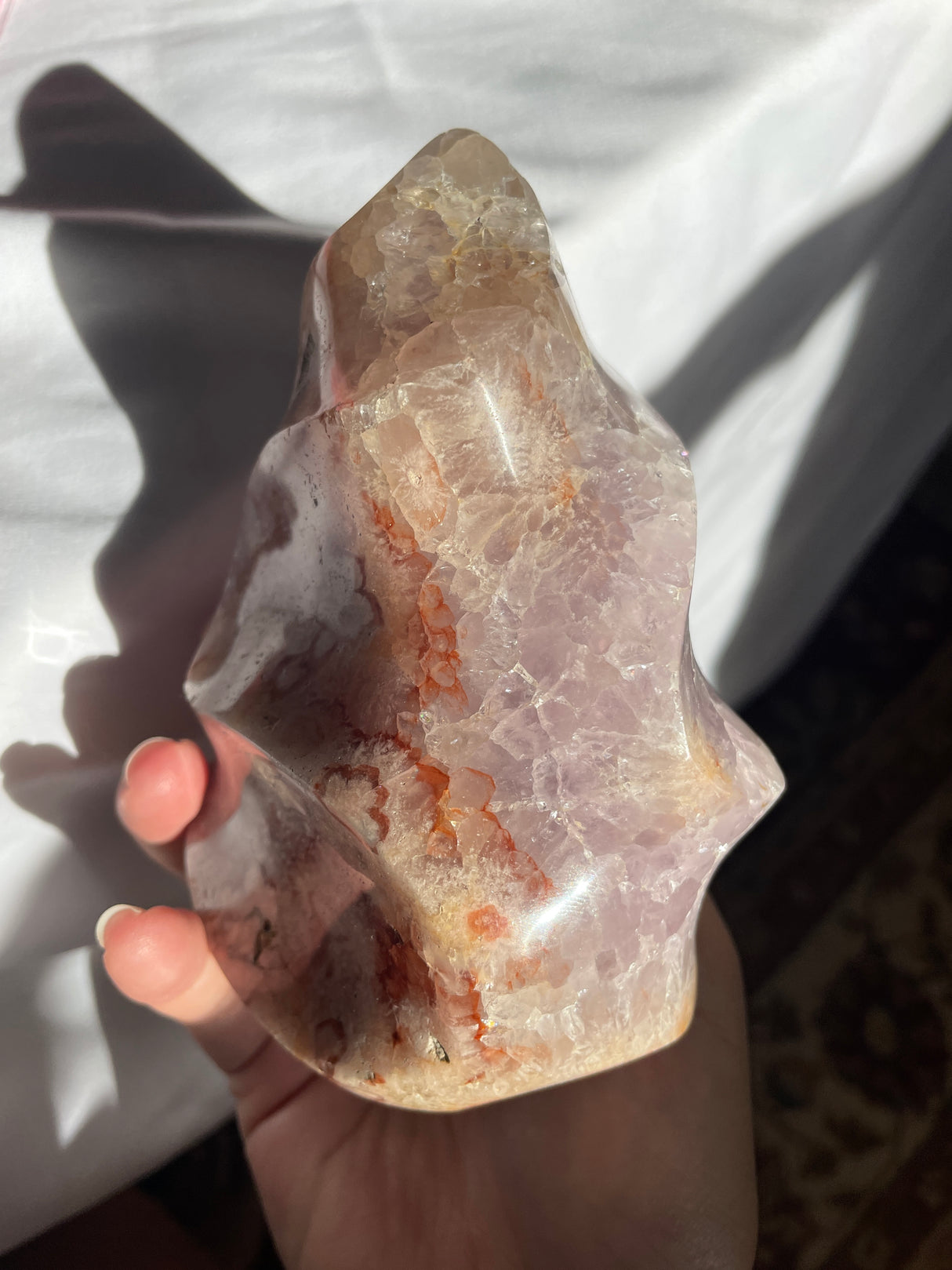 Chunky Flower Agate Flame with Amethyst