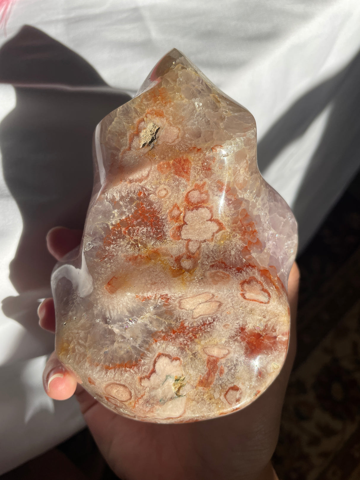 Chunky Flower Agate Flame with Amethyst