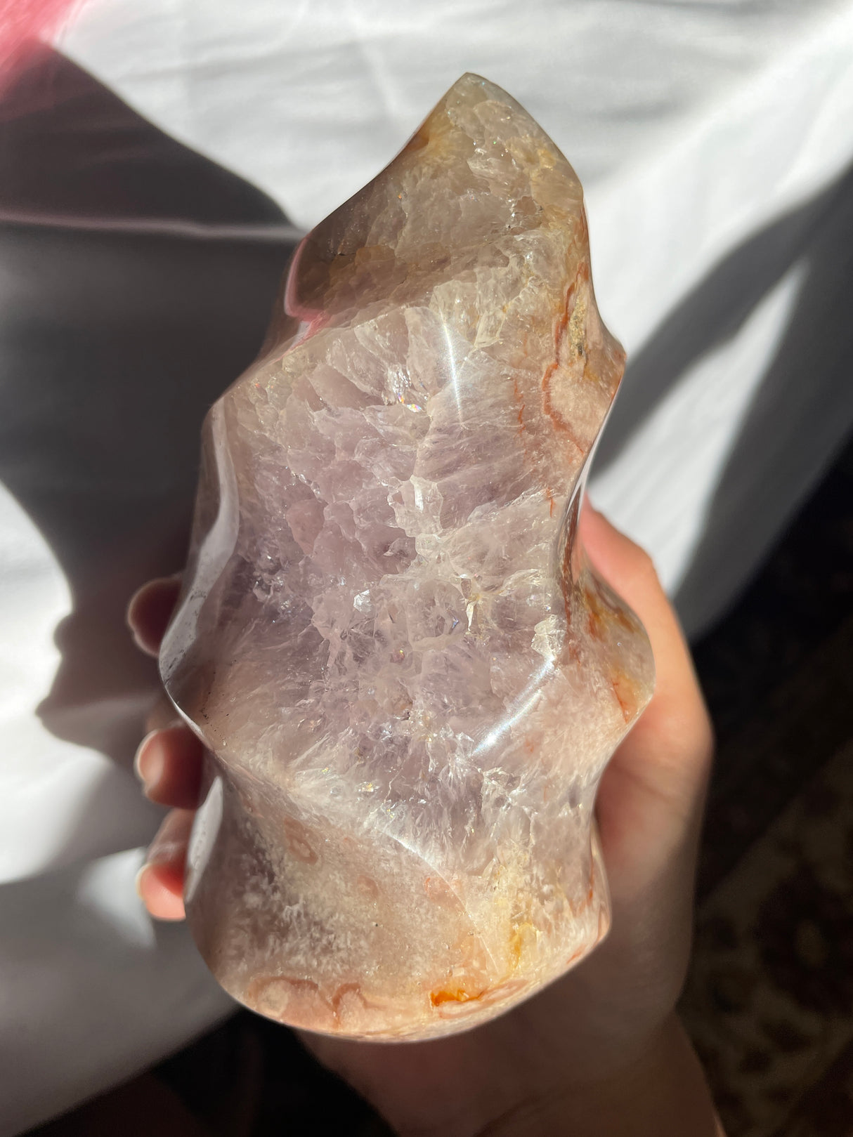 Chunky Flower Agate Flame with Amethyst