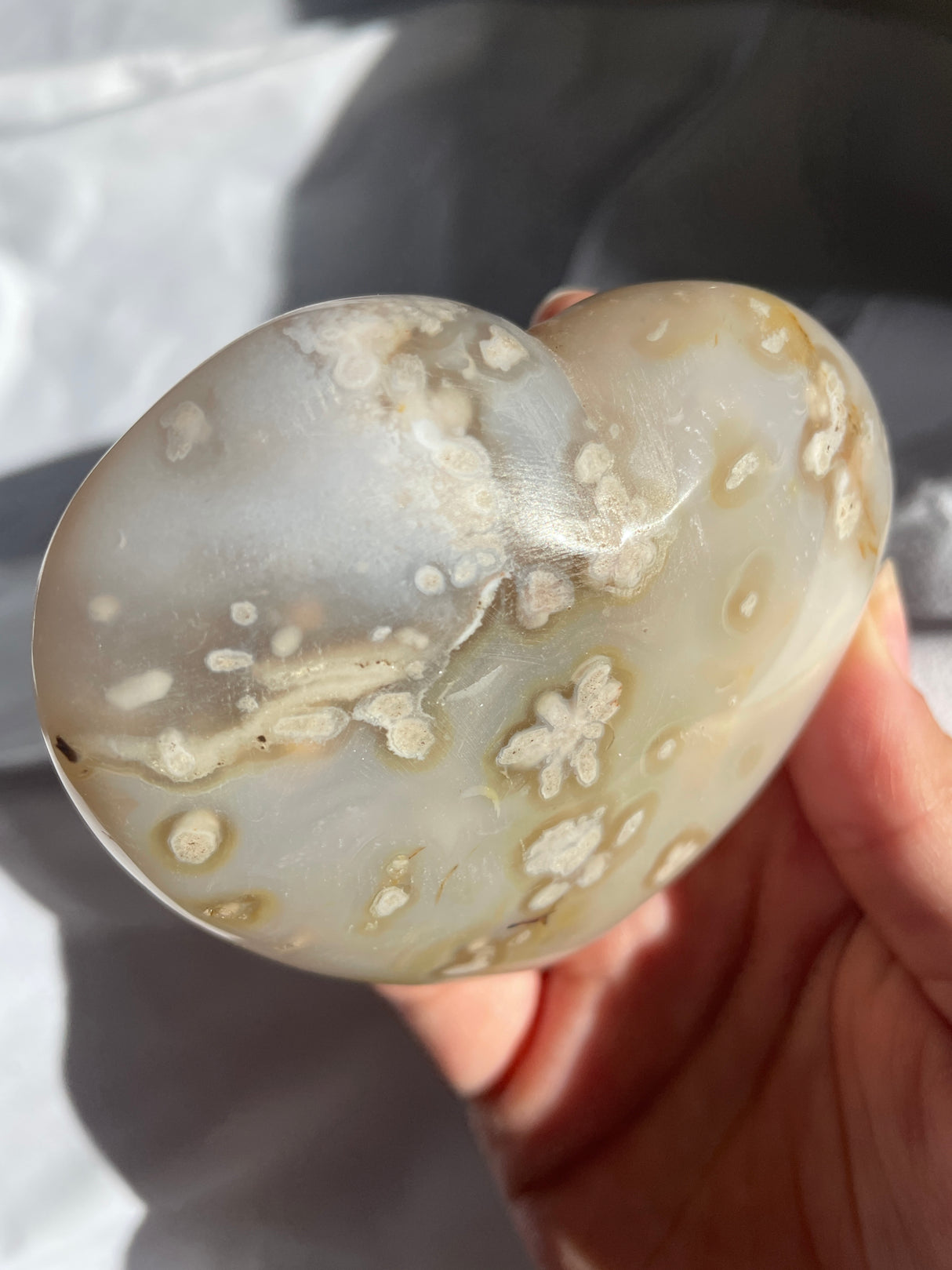 Pastel Flower Agate Heart