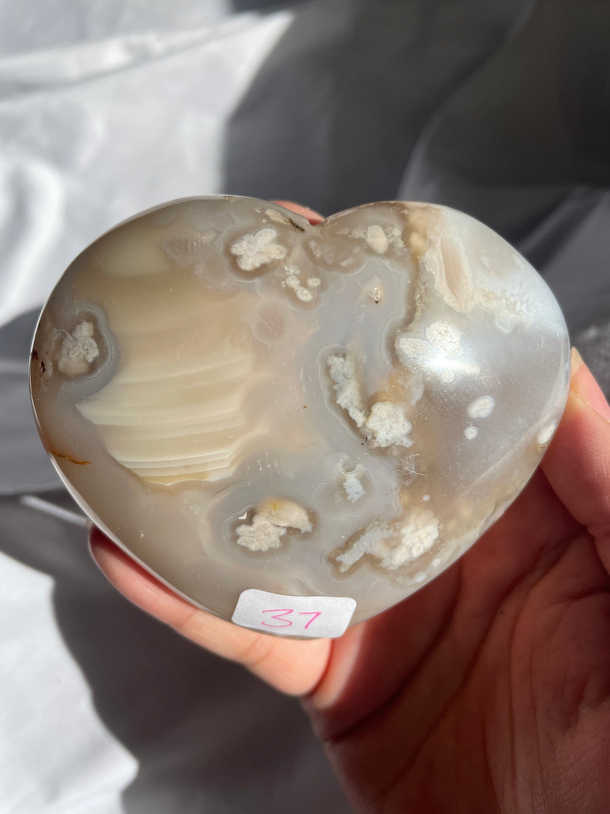 Pastel Flower Agate Heart