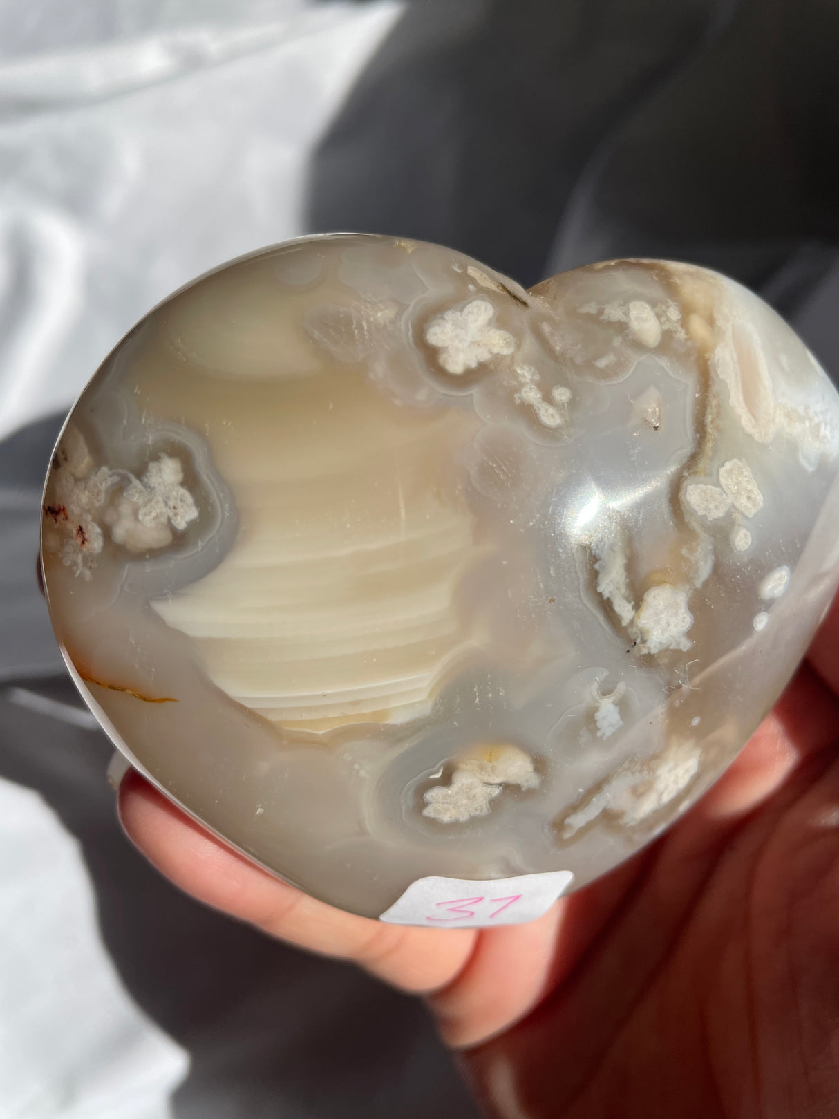 Pastel Flower Agate Heart