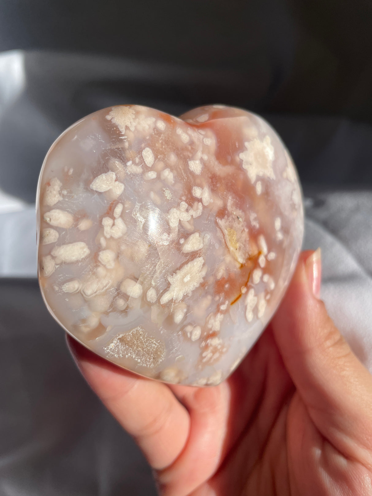 Pastel Flower Agate Heart