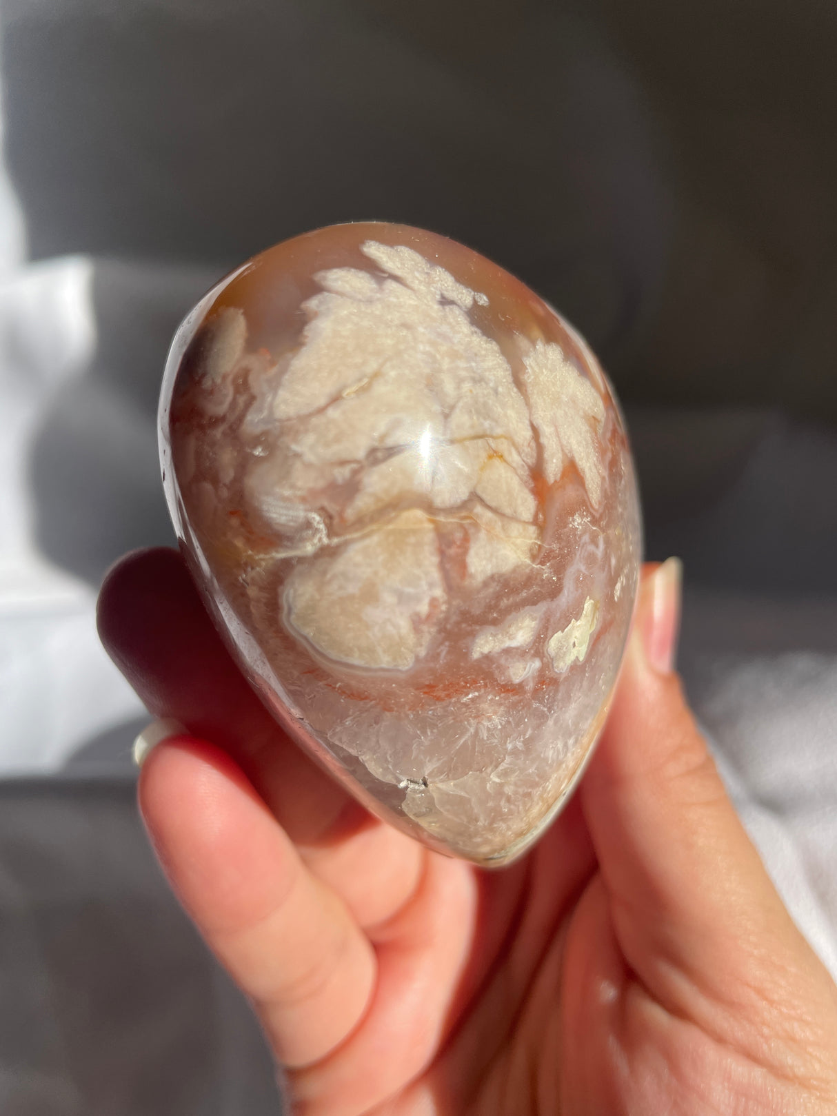 Red Flower Agate Heart with Amethyst