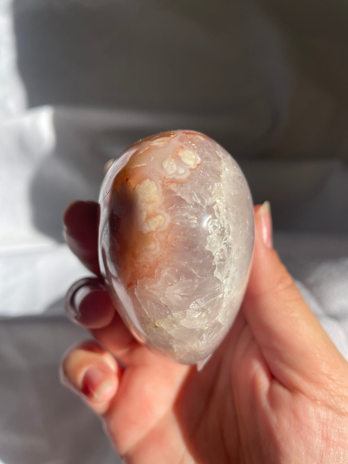 Red Flower Agate Heart with Amethyst