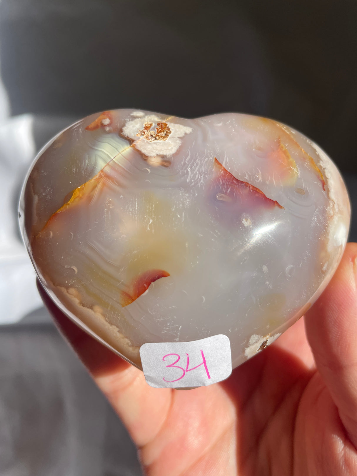 Colorful Pastel Flower Agate Heart