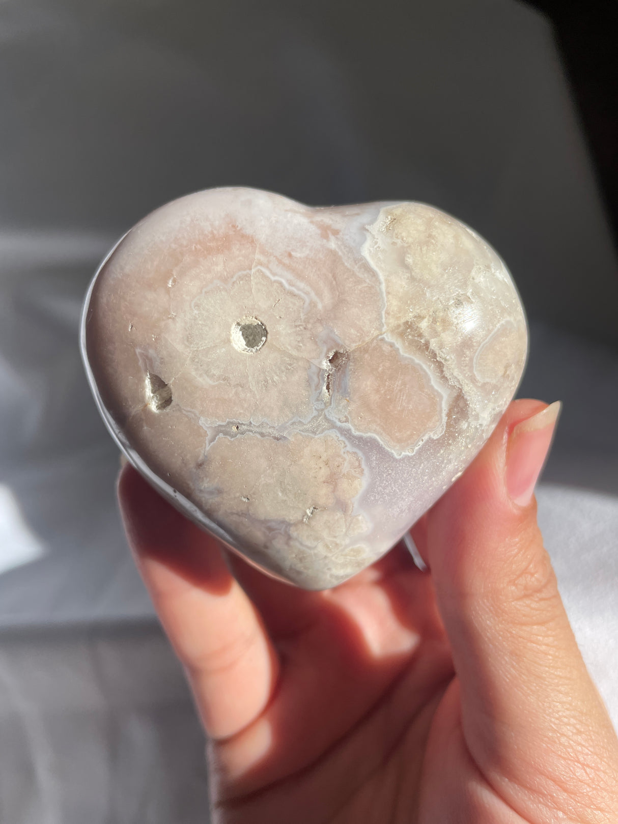 Pastel Flower Agate Heart