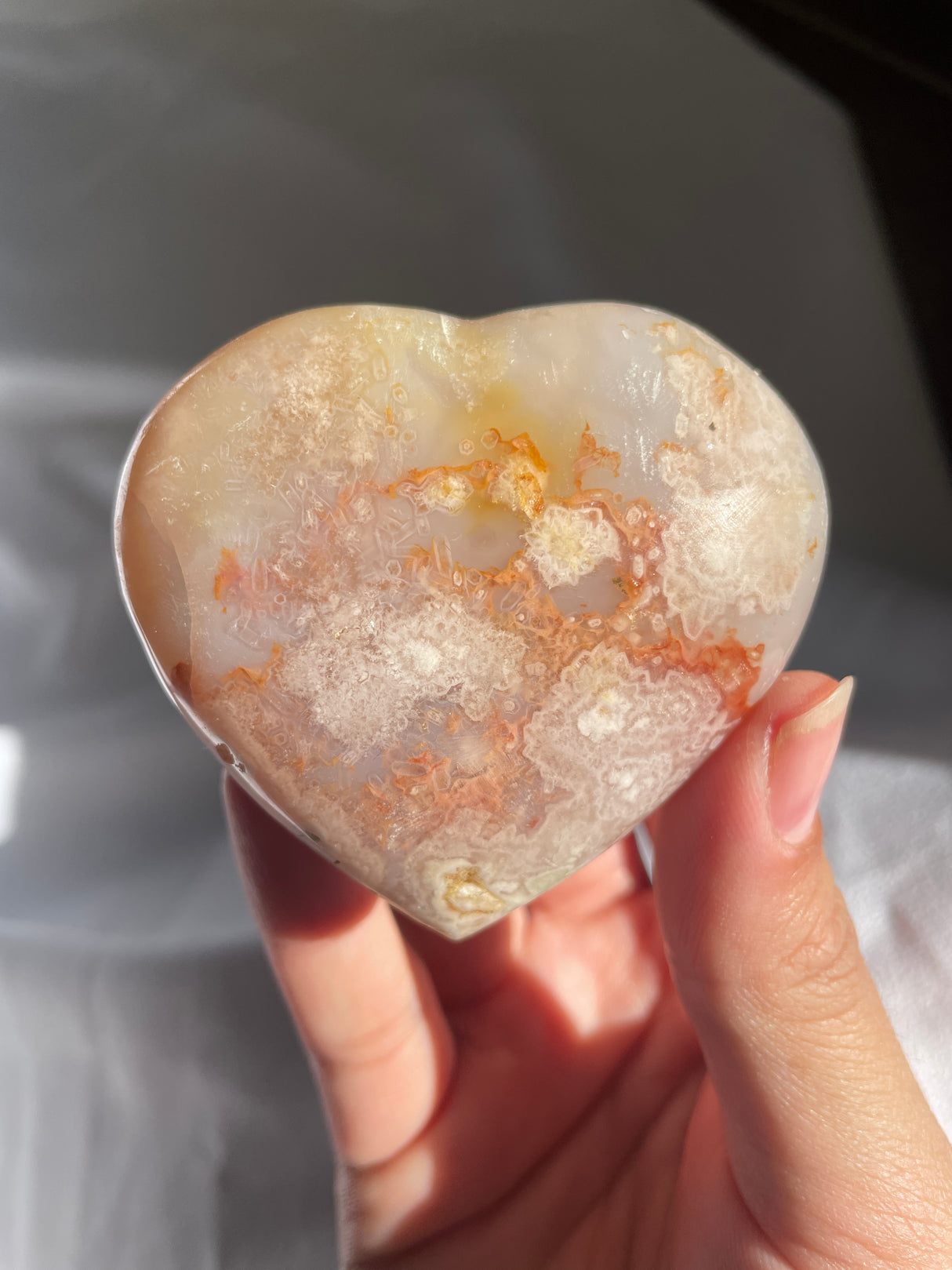 Colorful Flower Agate Heart
