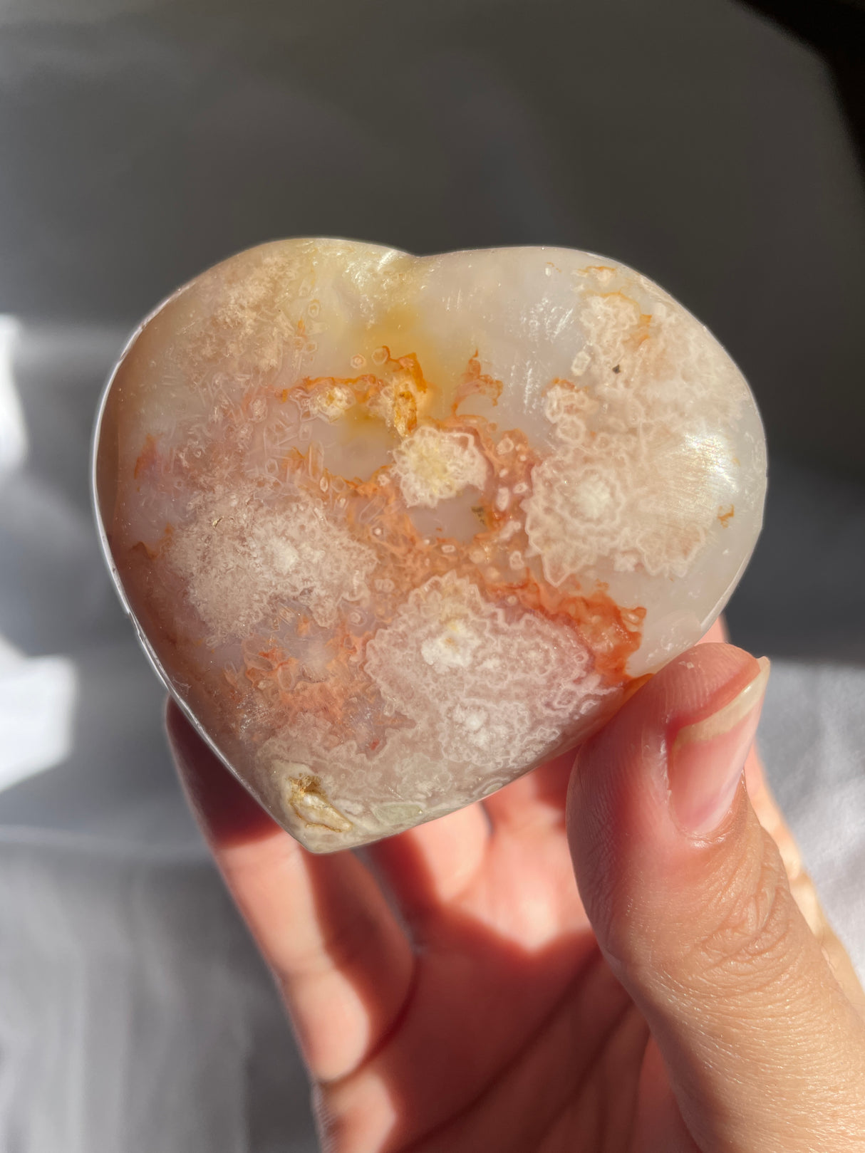 Colorful Flower Agate Heart