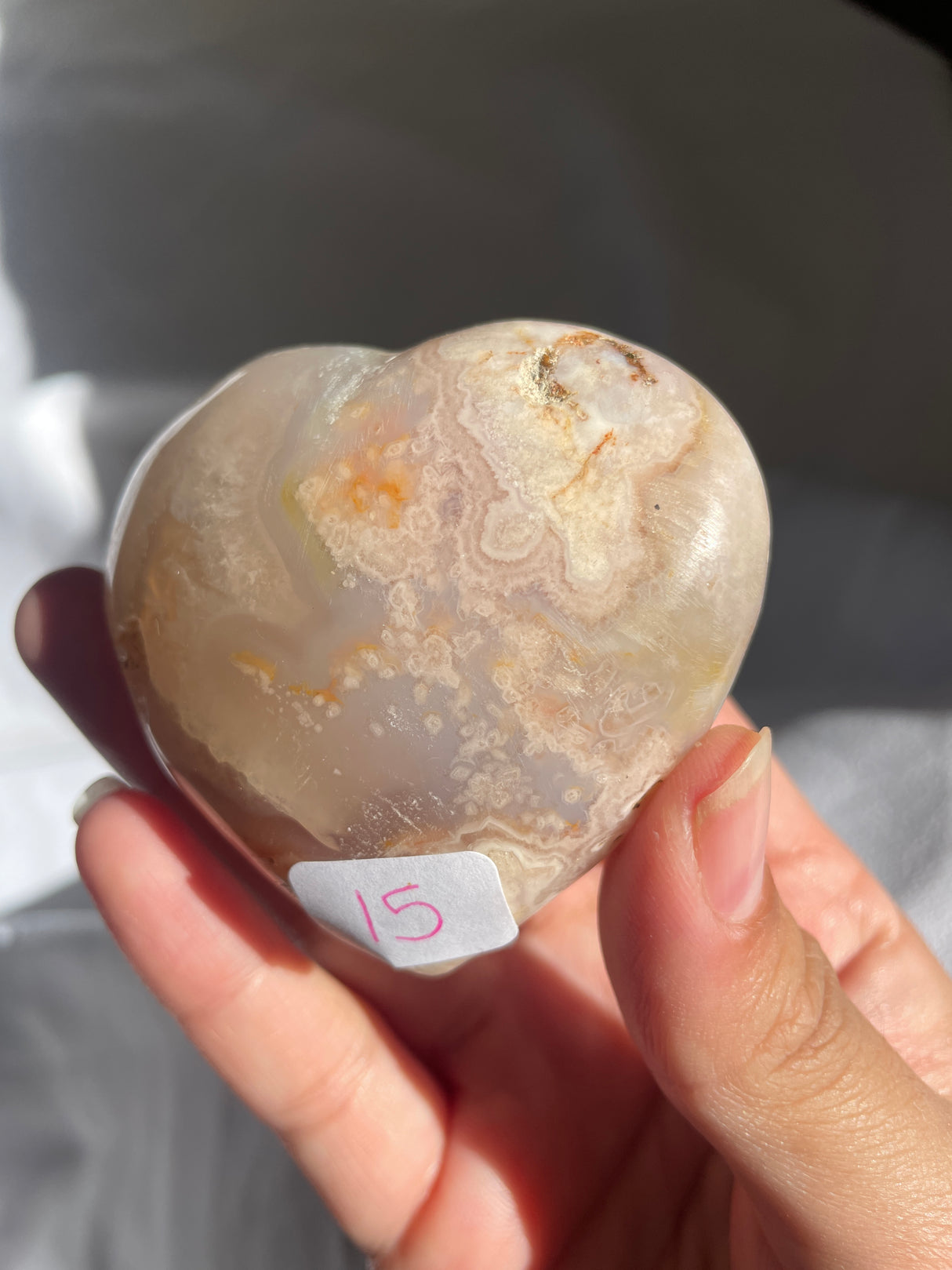 Colorful Flower Agate Heart