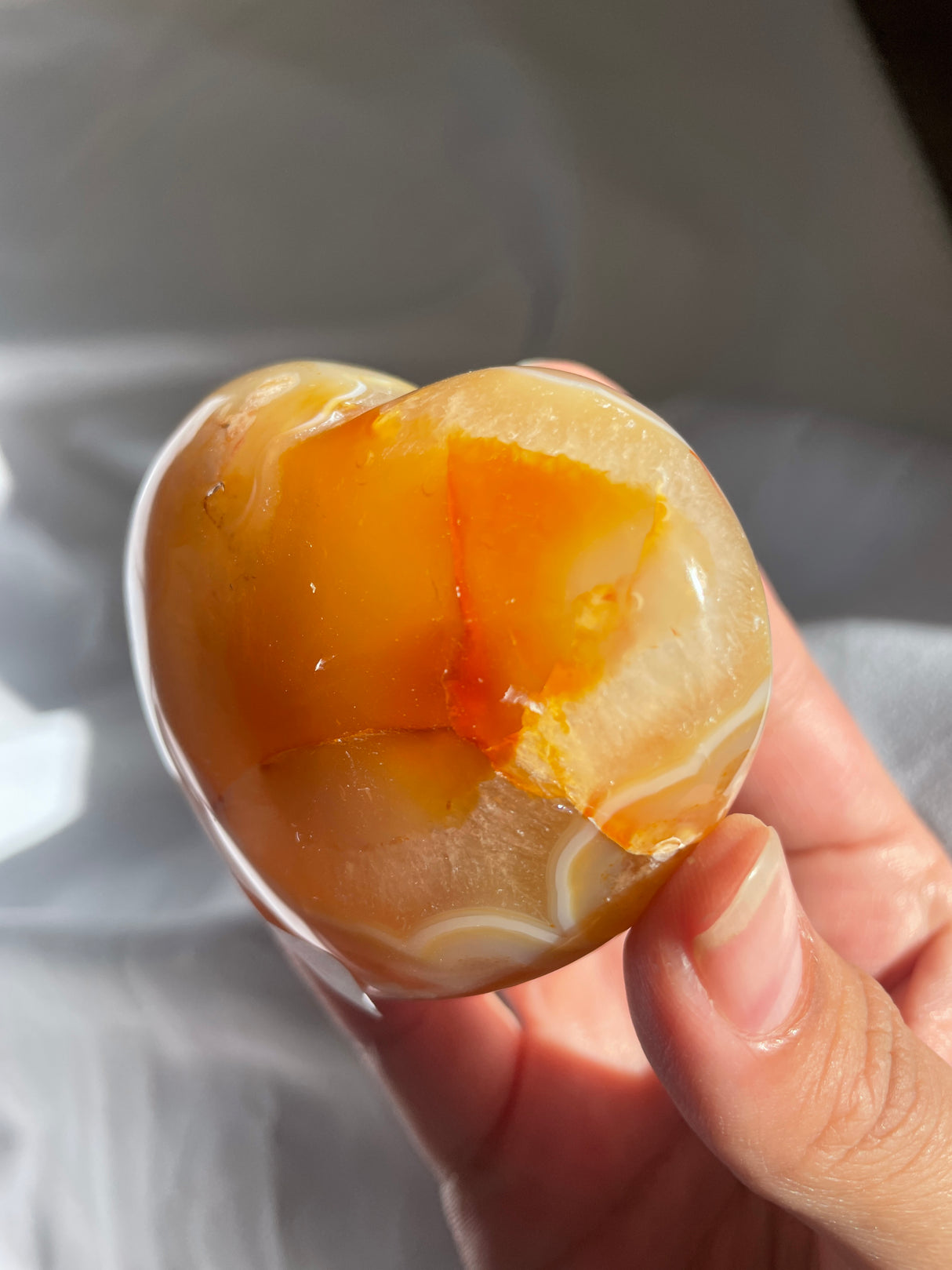 Flower Agate Heart with Carnelian