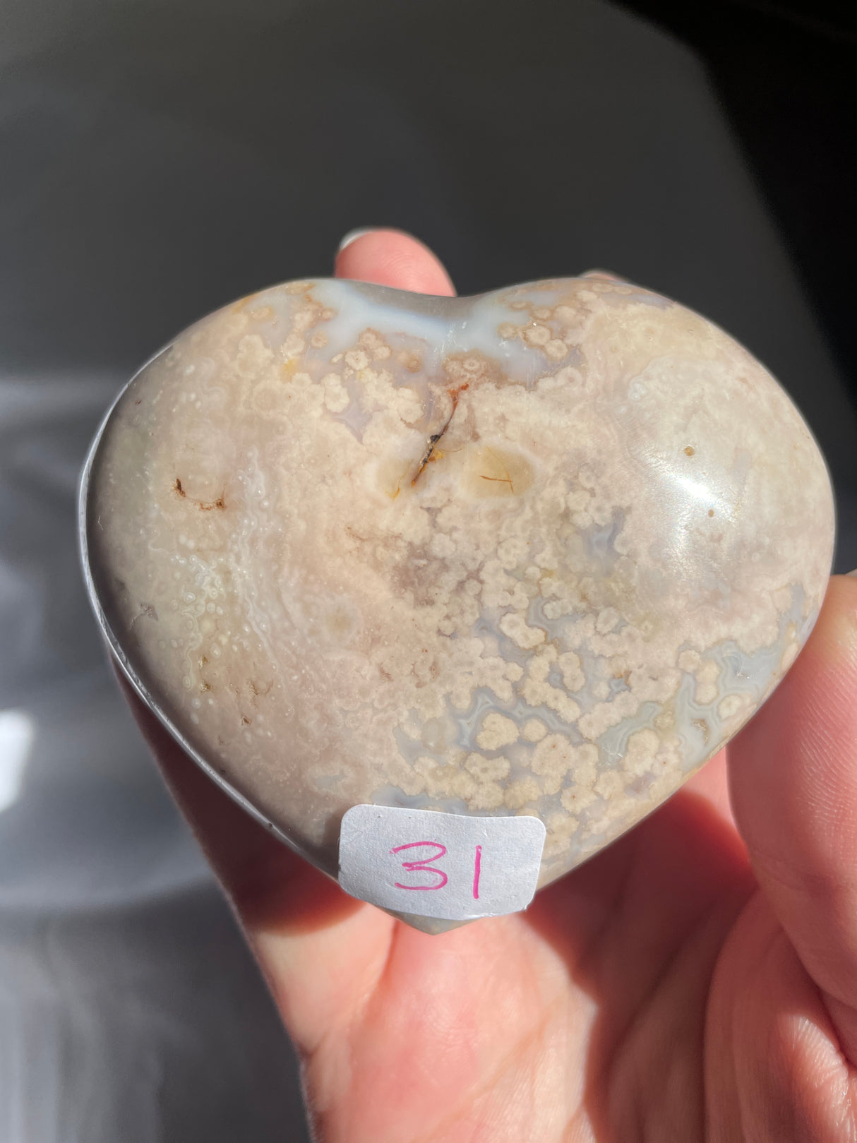 Pastel Blue Flower Agate Heart