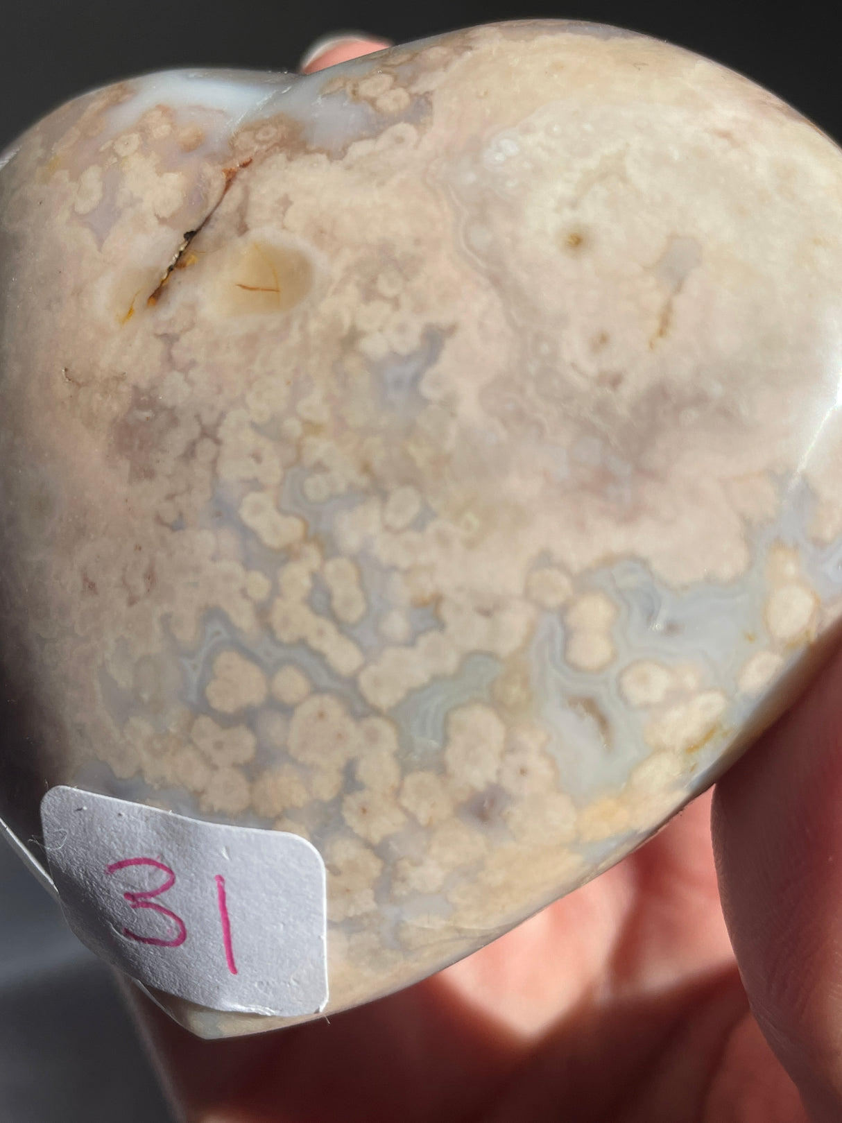 Pastel Blue Flower Agate Heart