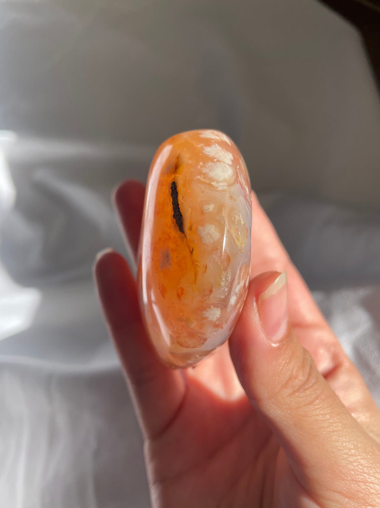 Flower Agate Heart with Carnelian