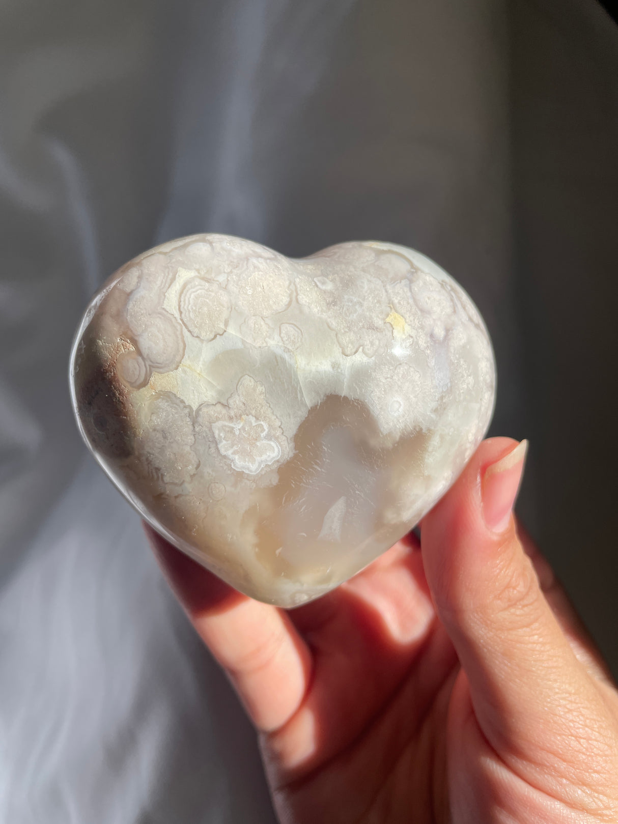 Pastel Flower Agate Heart