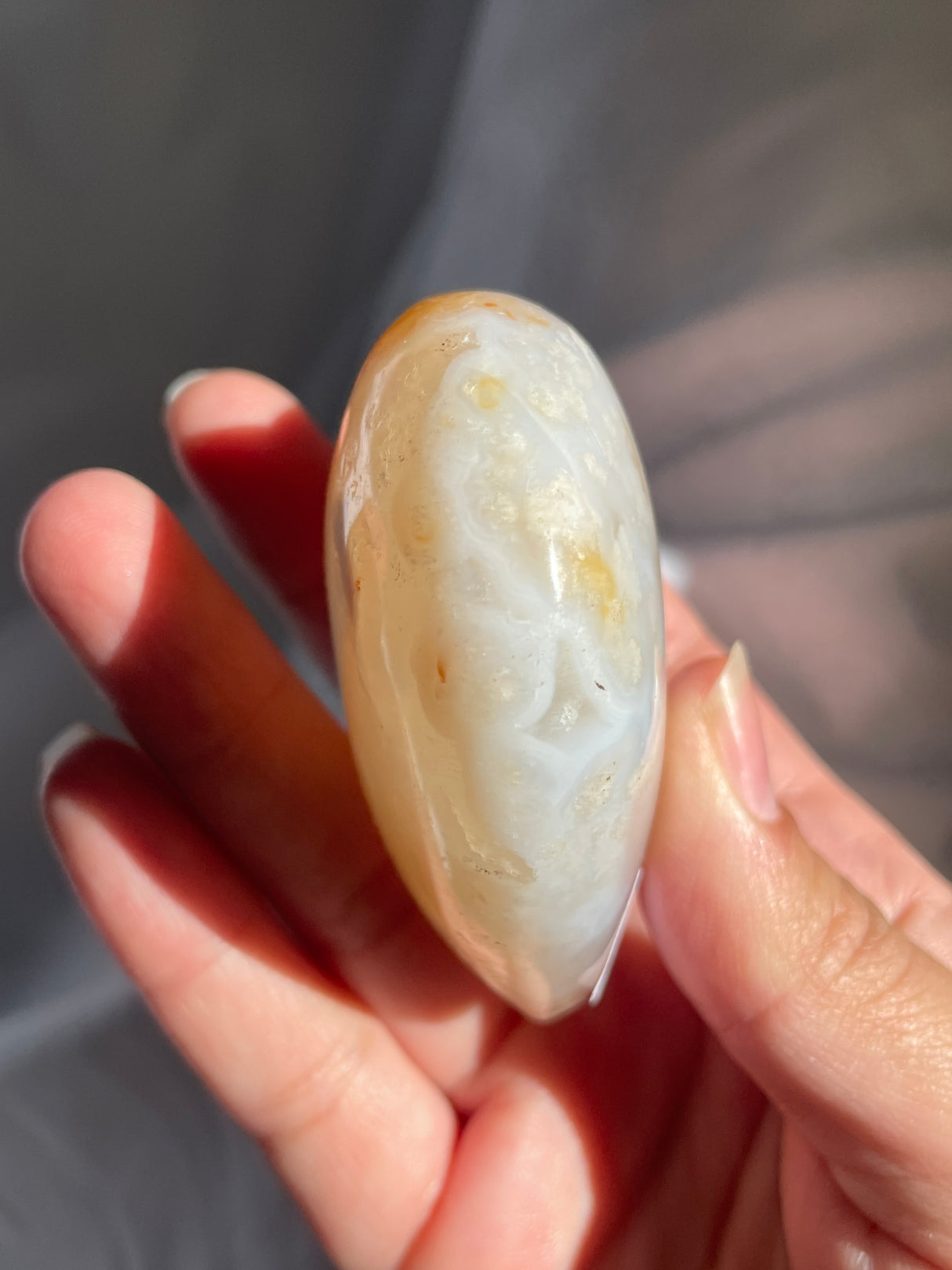 Pastel Blue Flower Agate Heart