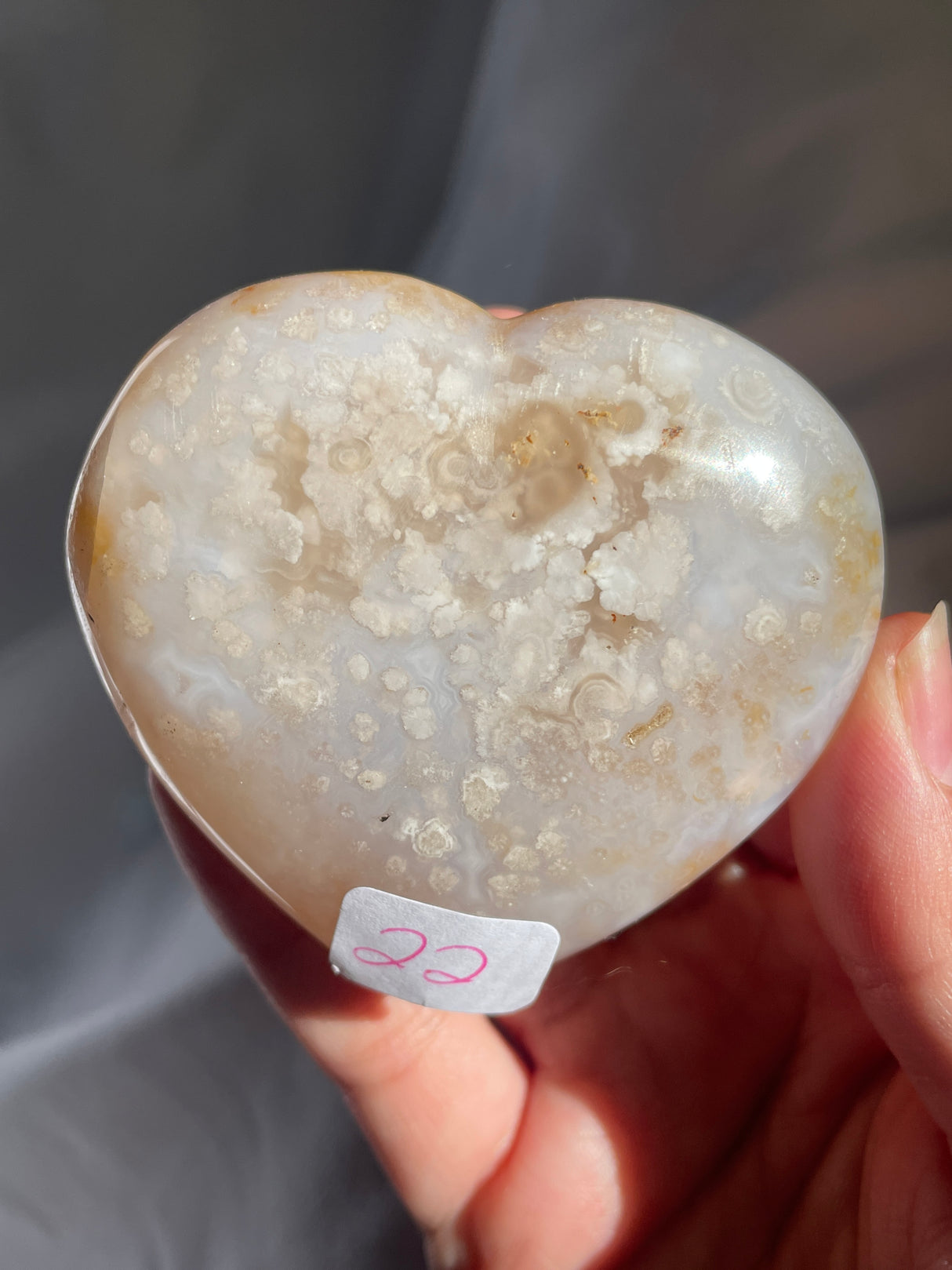 Pastel Blue Flower Agate Heart