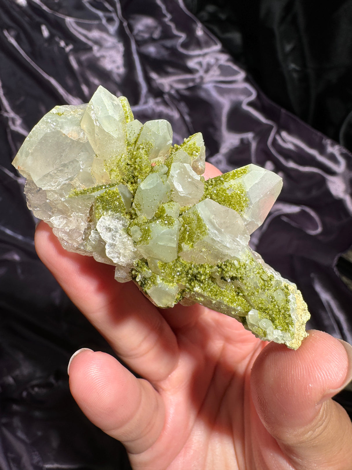 Druzy Epidote Quartz Cluster