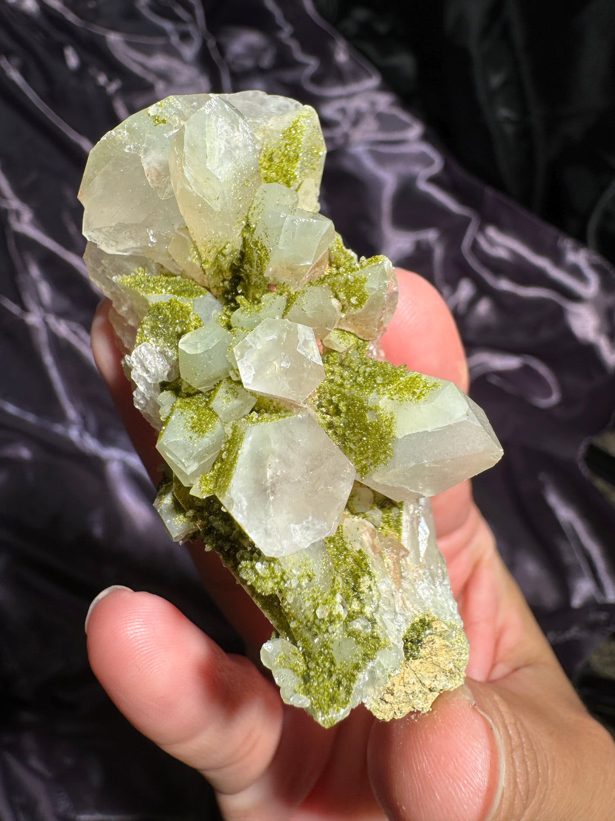Druzy Epidote Quartz Cluster