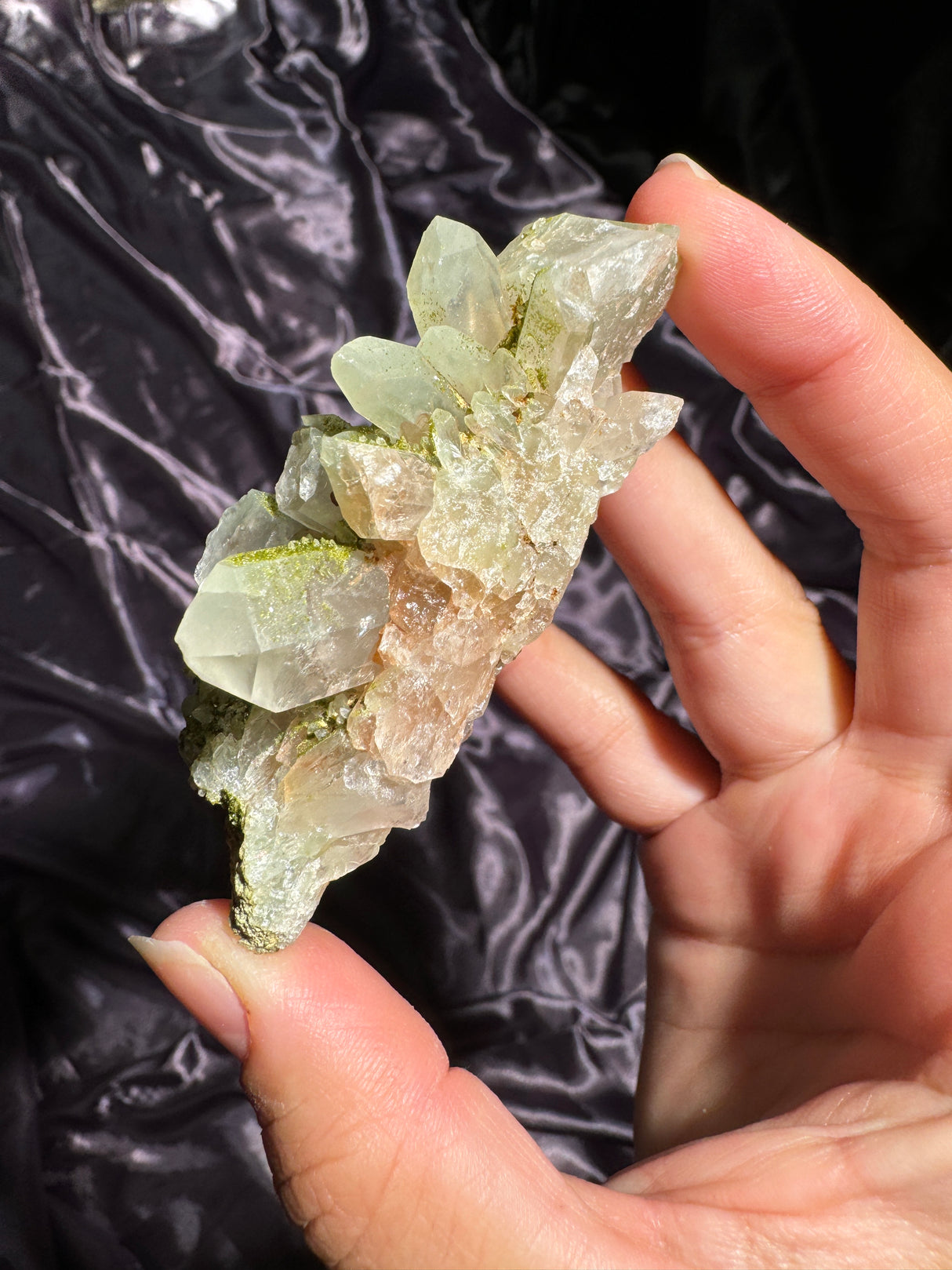 Druzy Epidote Quartz Cluster